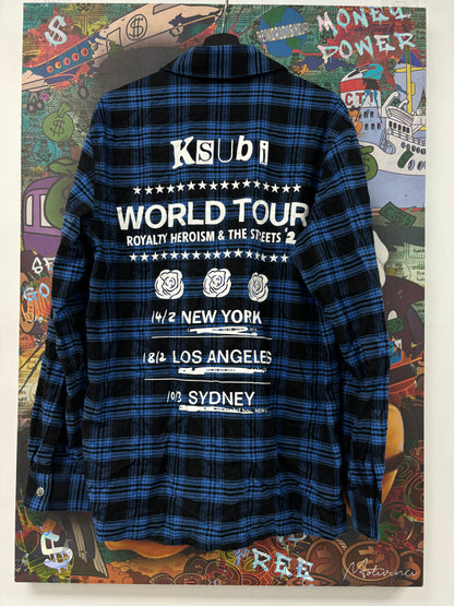 Ksubi Flannel Blue Writing Used Medium