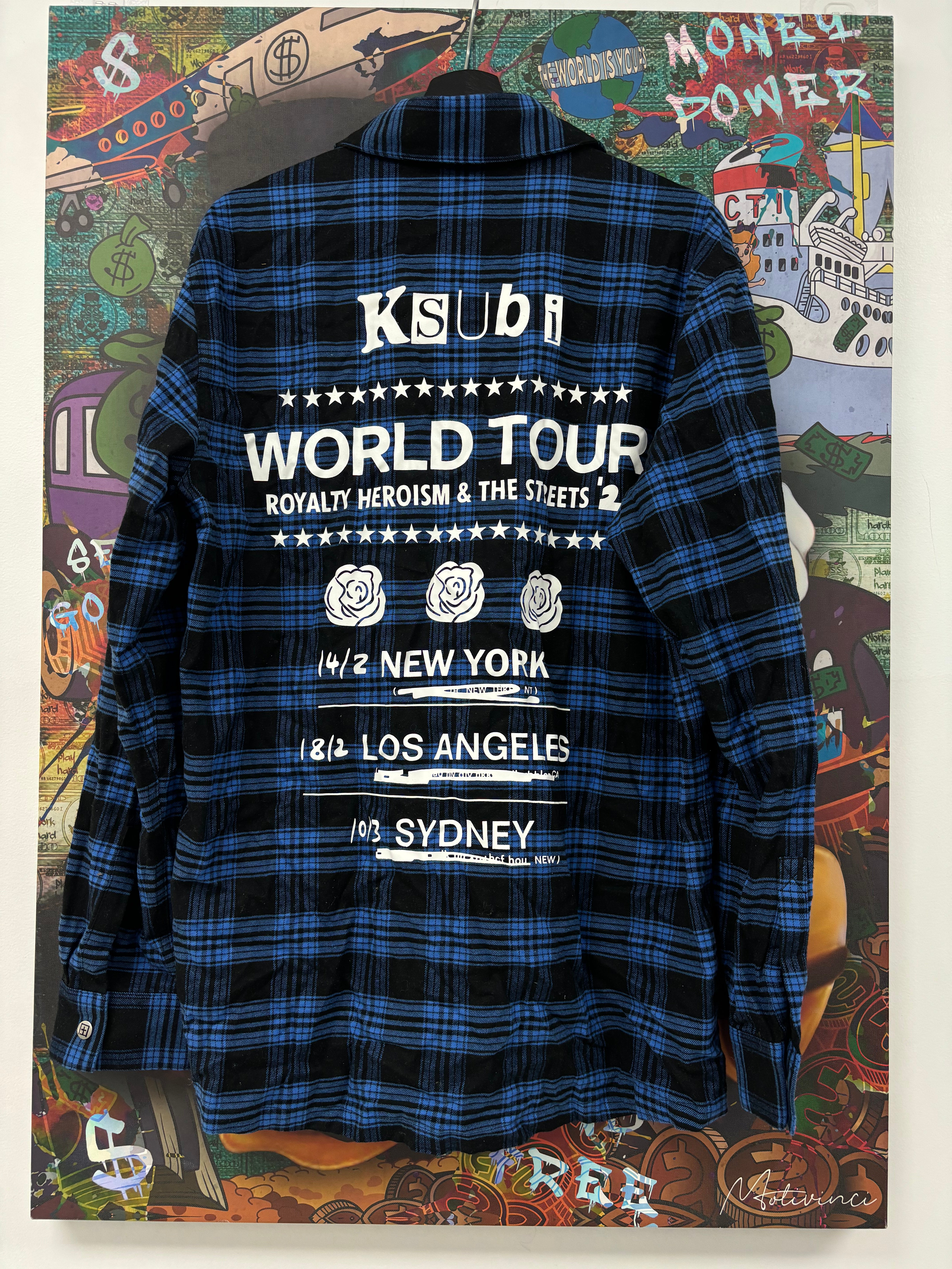 Ksubi Flannel Blue Writing Used Medium