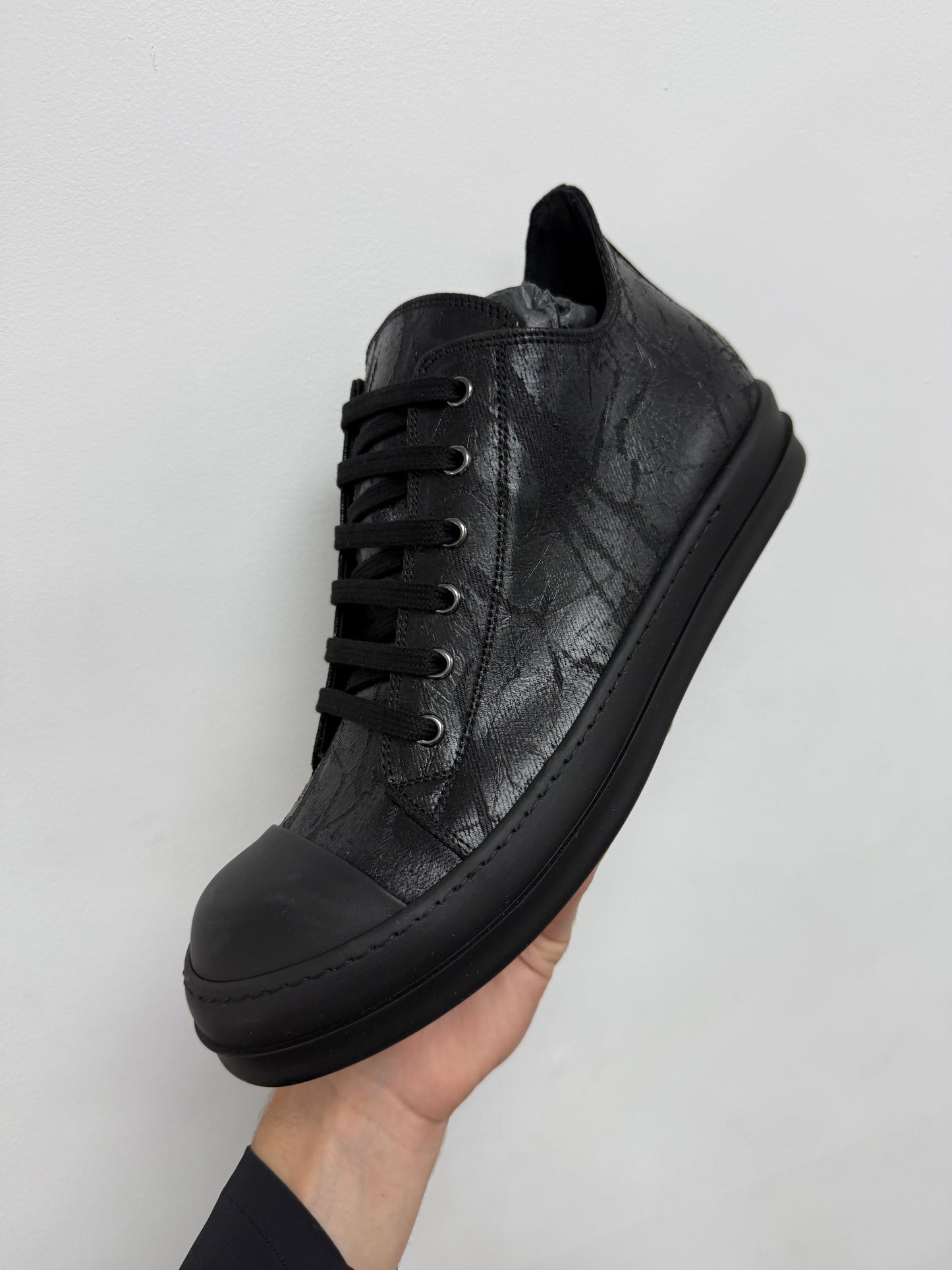Rick Owens Ramone Low Brushed Wax Black New With Box