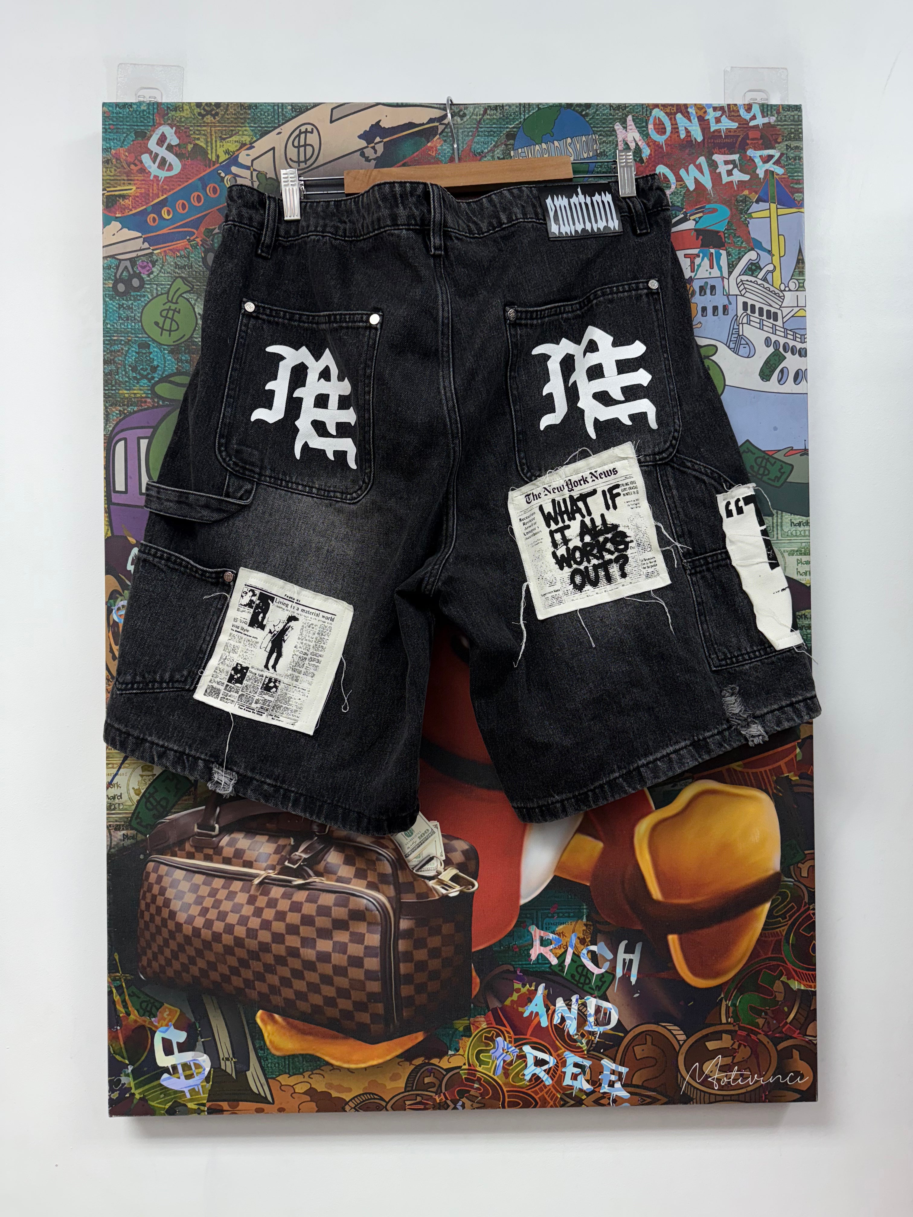Mixed Emotions Black AI Shorts