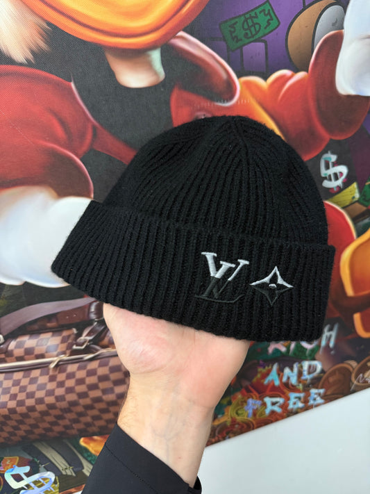 LV Beanie Black Dual Bonnet Lightly Worn With Box