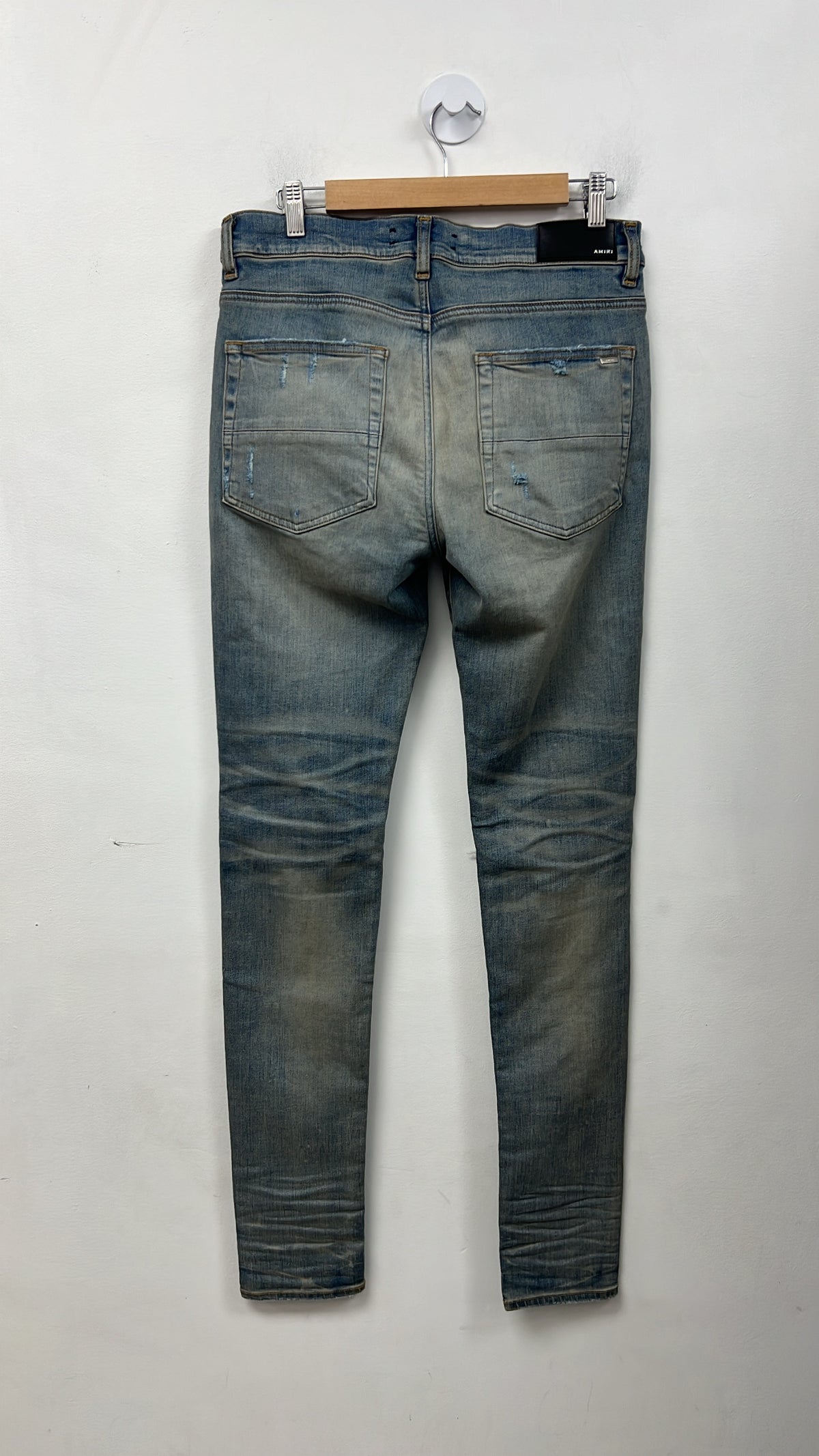 Amiri MX1 Light Wash Pink Patch Jeans