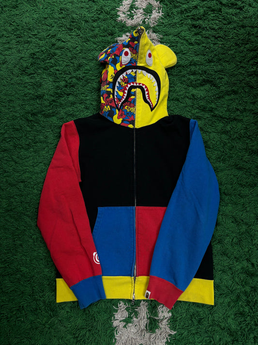 Bape MCT Black Yellow Red Blue Shark Zip Up Used Large N/A