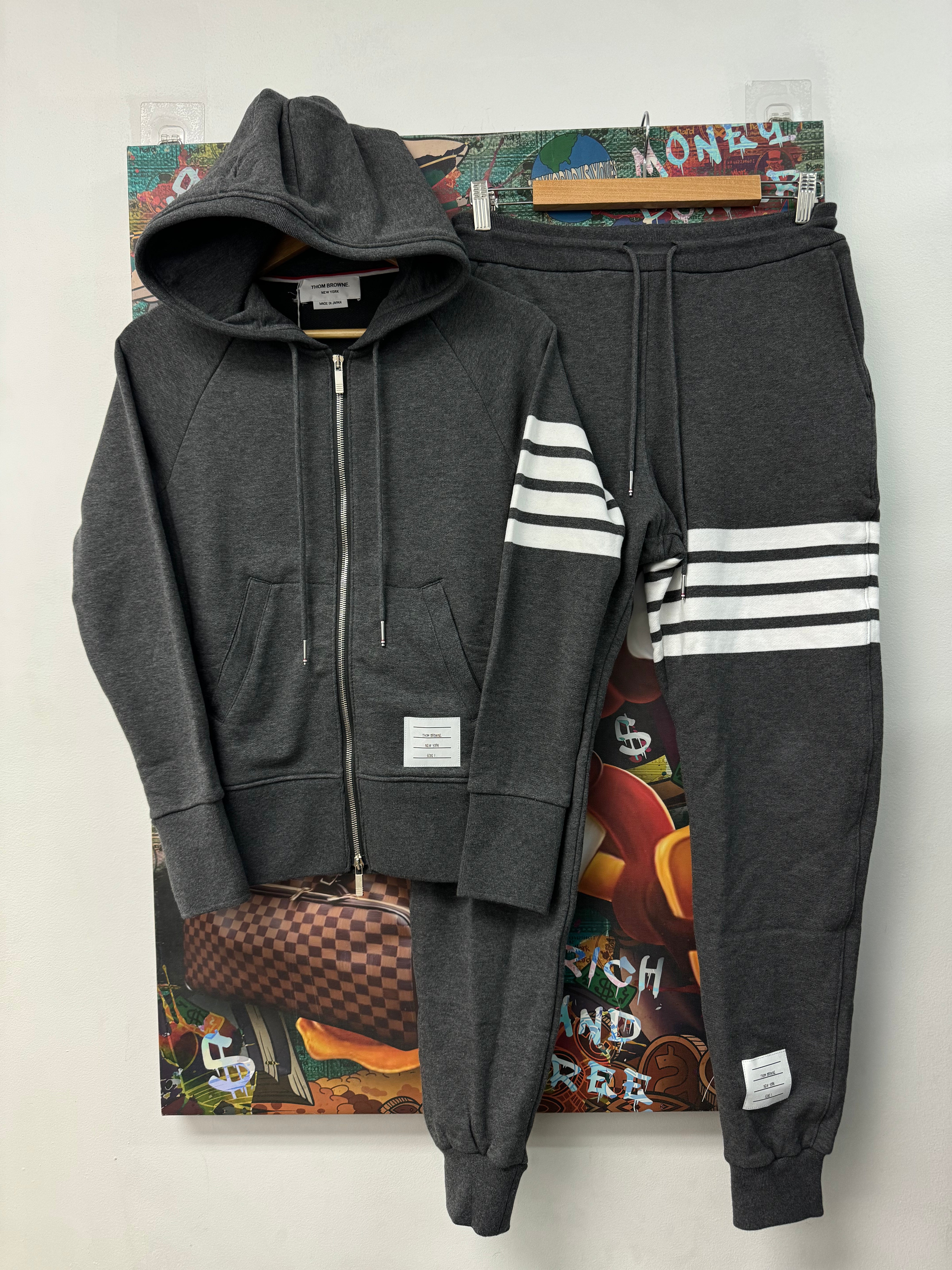 Thom Browne Charcoal Grey White 4 Bar (1) Sweatsuit