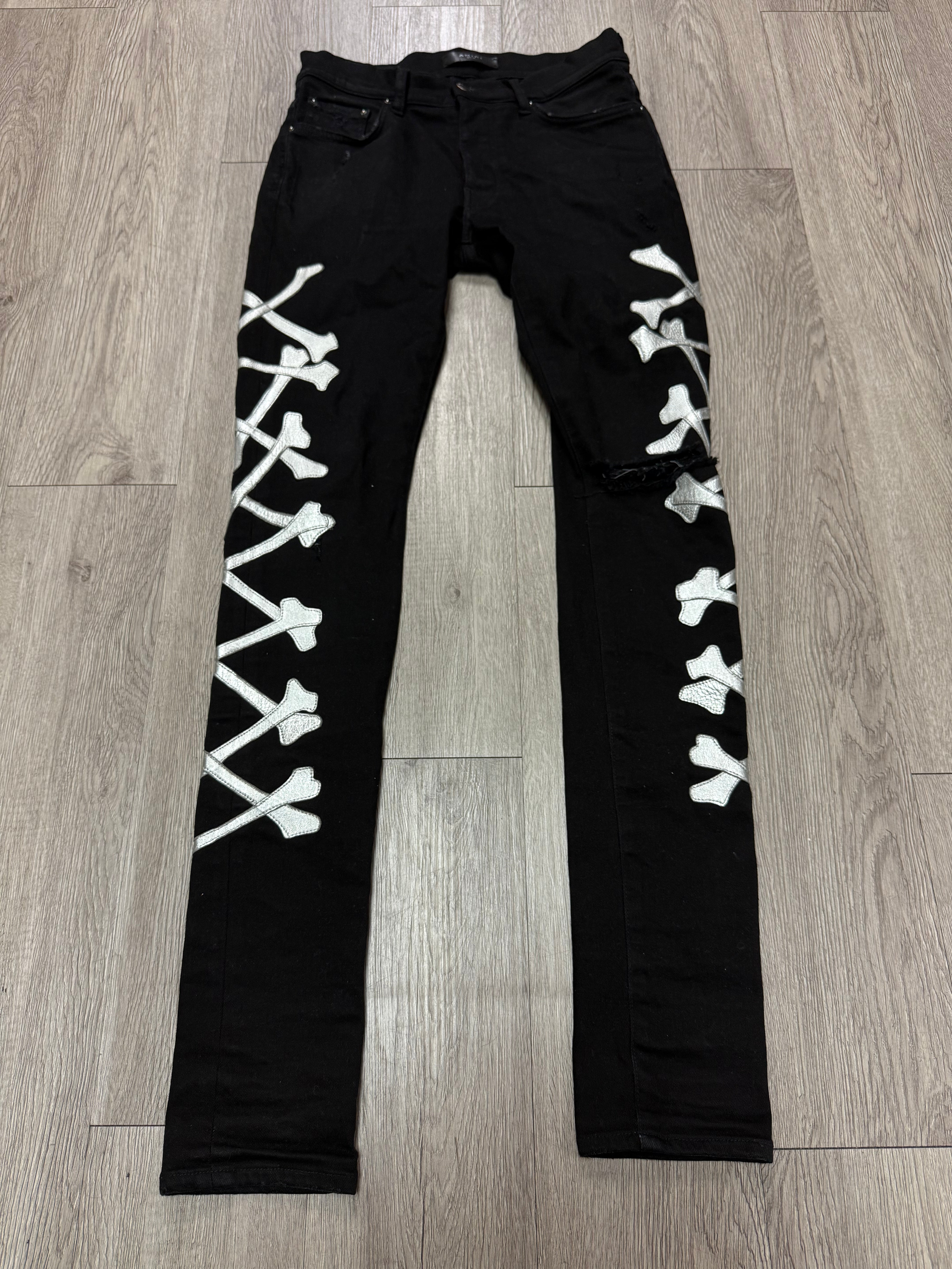 Amiri Black Silver Bones Jeans