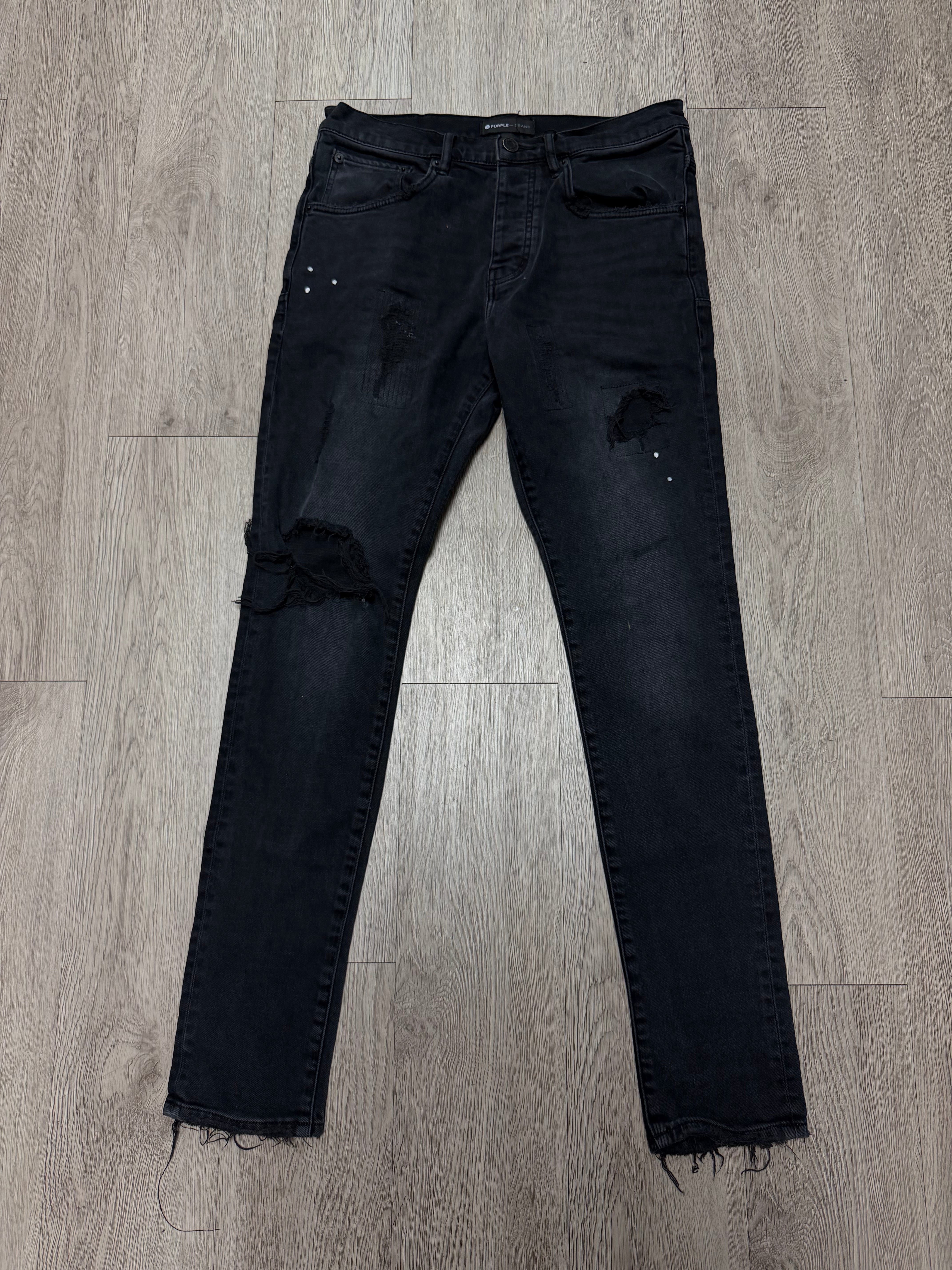 Purple Brand Light Wash Paint Splatter Jeans