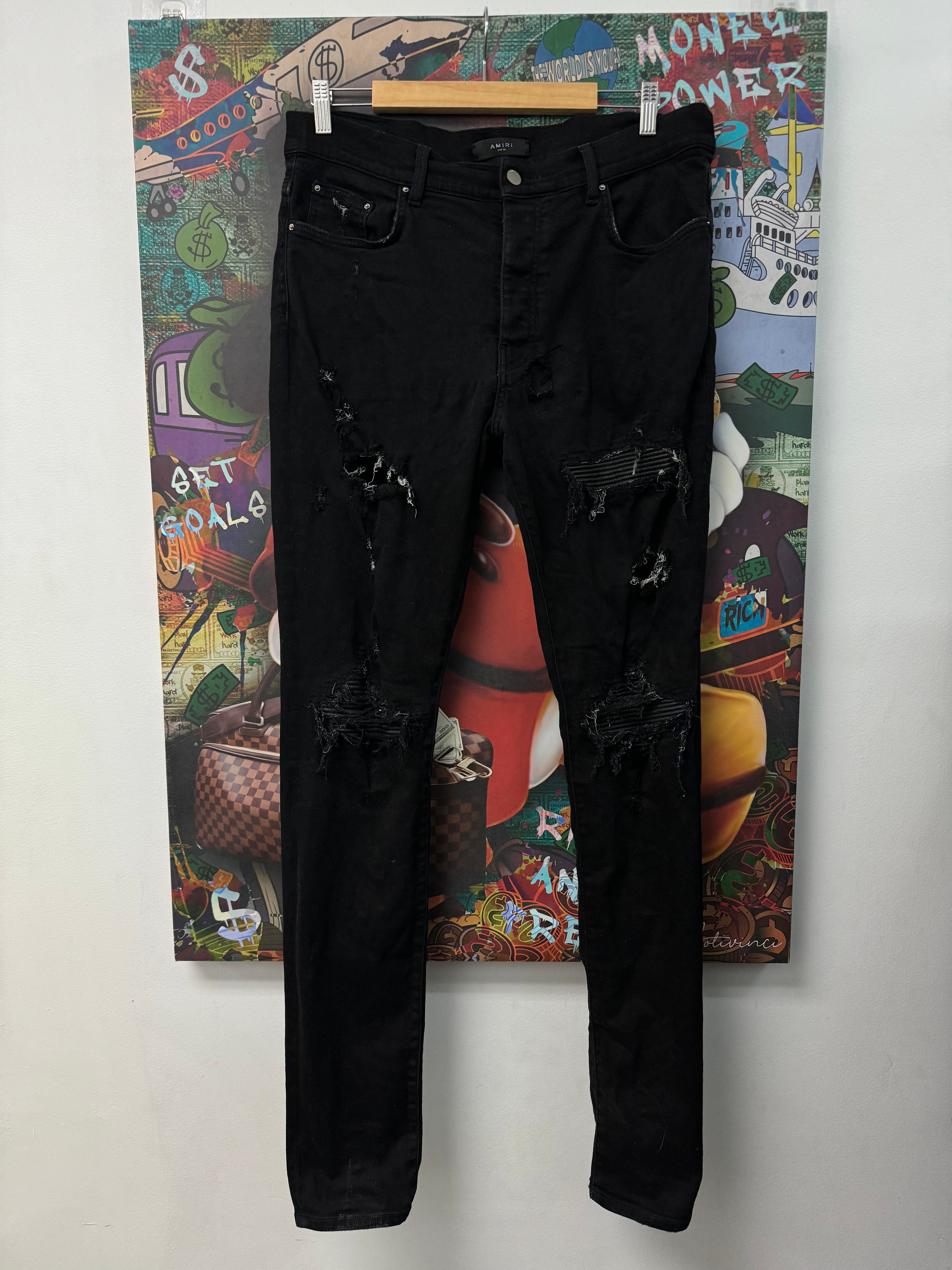 Amiri Mx1 Black Black Patch Jeans