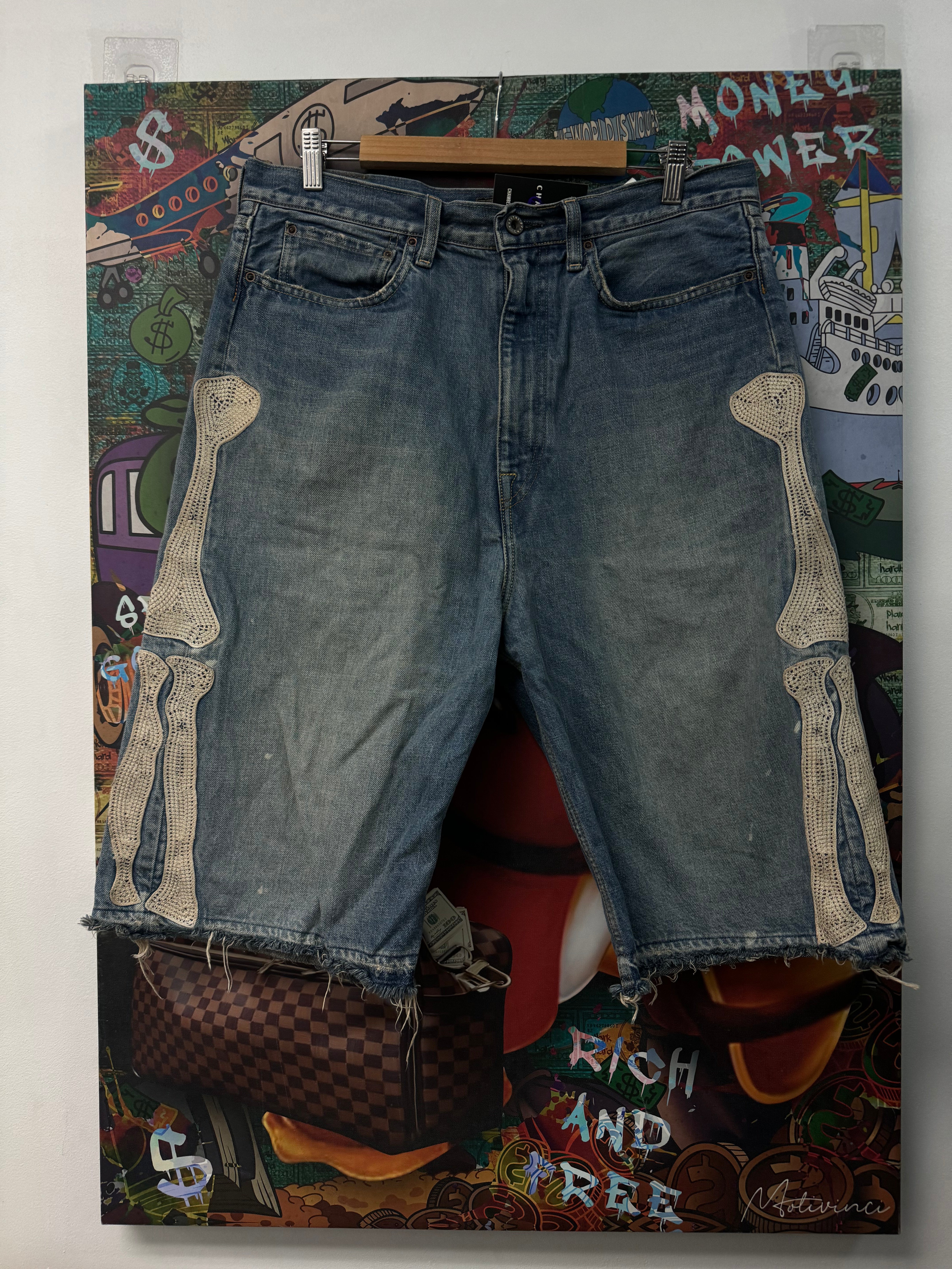 Kapital Blue Bone Jean Shorts