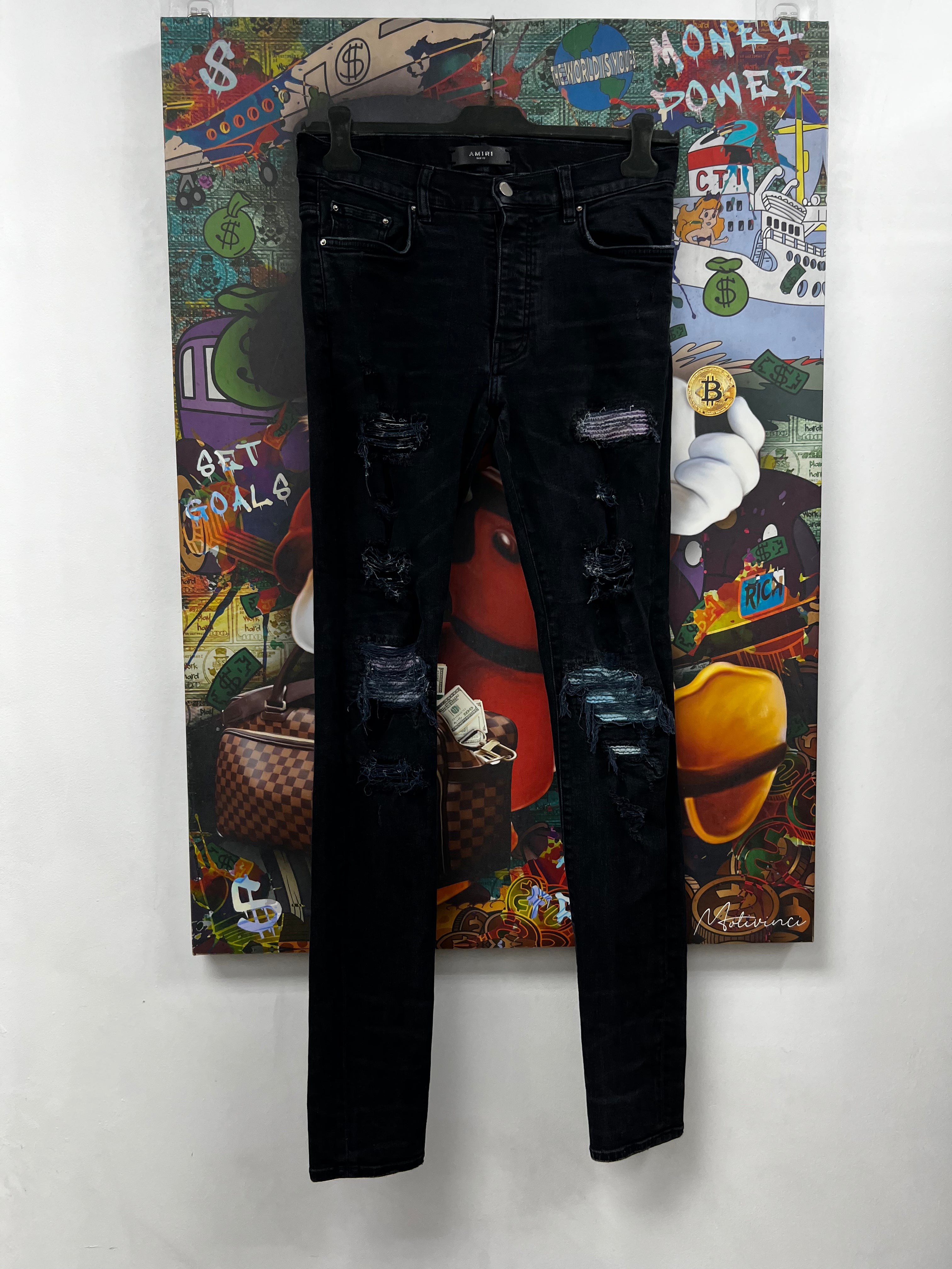 Amiri MX1 Black Wash Tie Dye Jeans