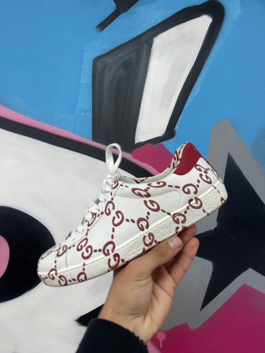 Gucci White Red Monogram Sneakers