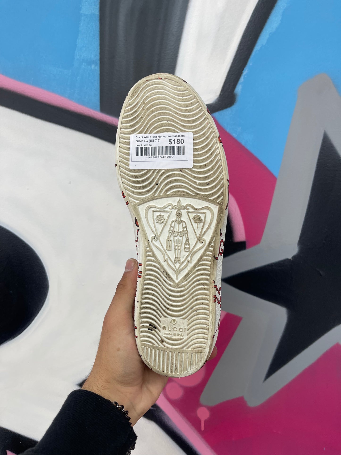 Gucci White Red Monogram Sneakers