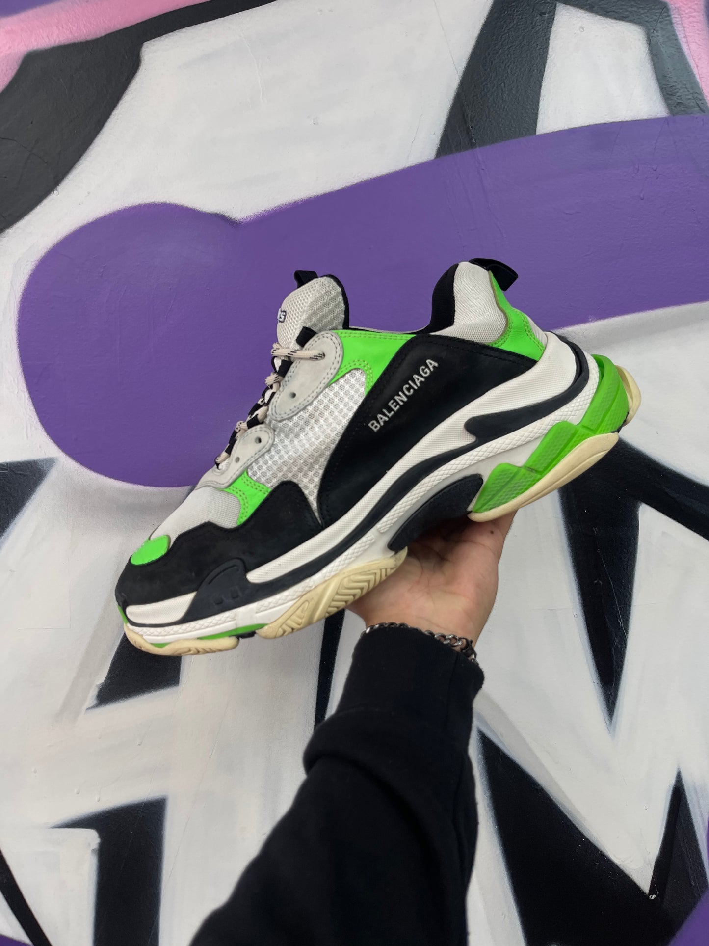Balenciaga Triple S White green  Used No Box