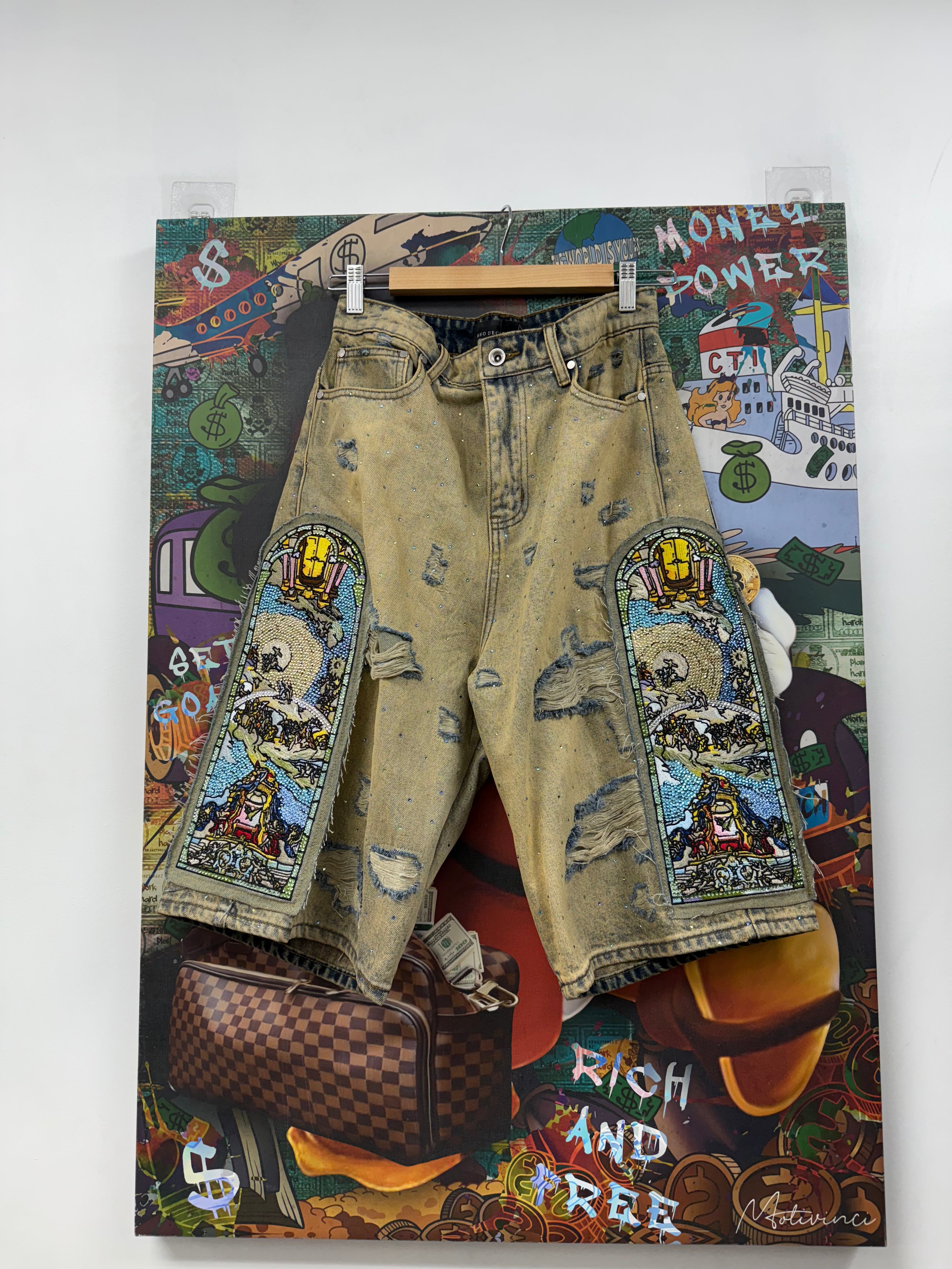 Who Decides War Chalice Rhinestone Jean Shorts