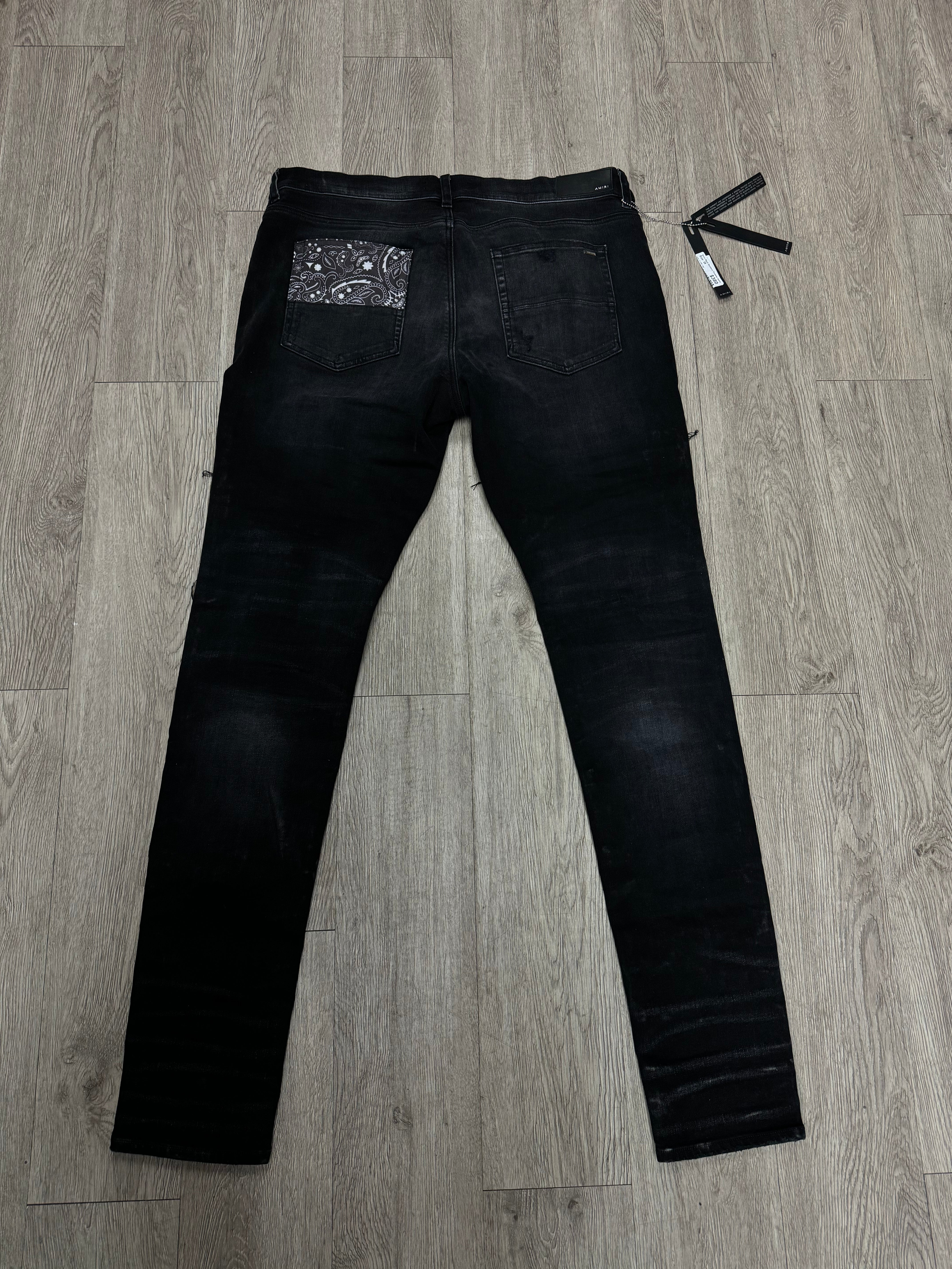 Amiri Black Bandana Thrasher Jeans