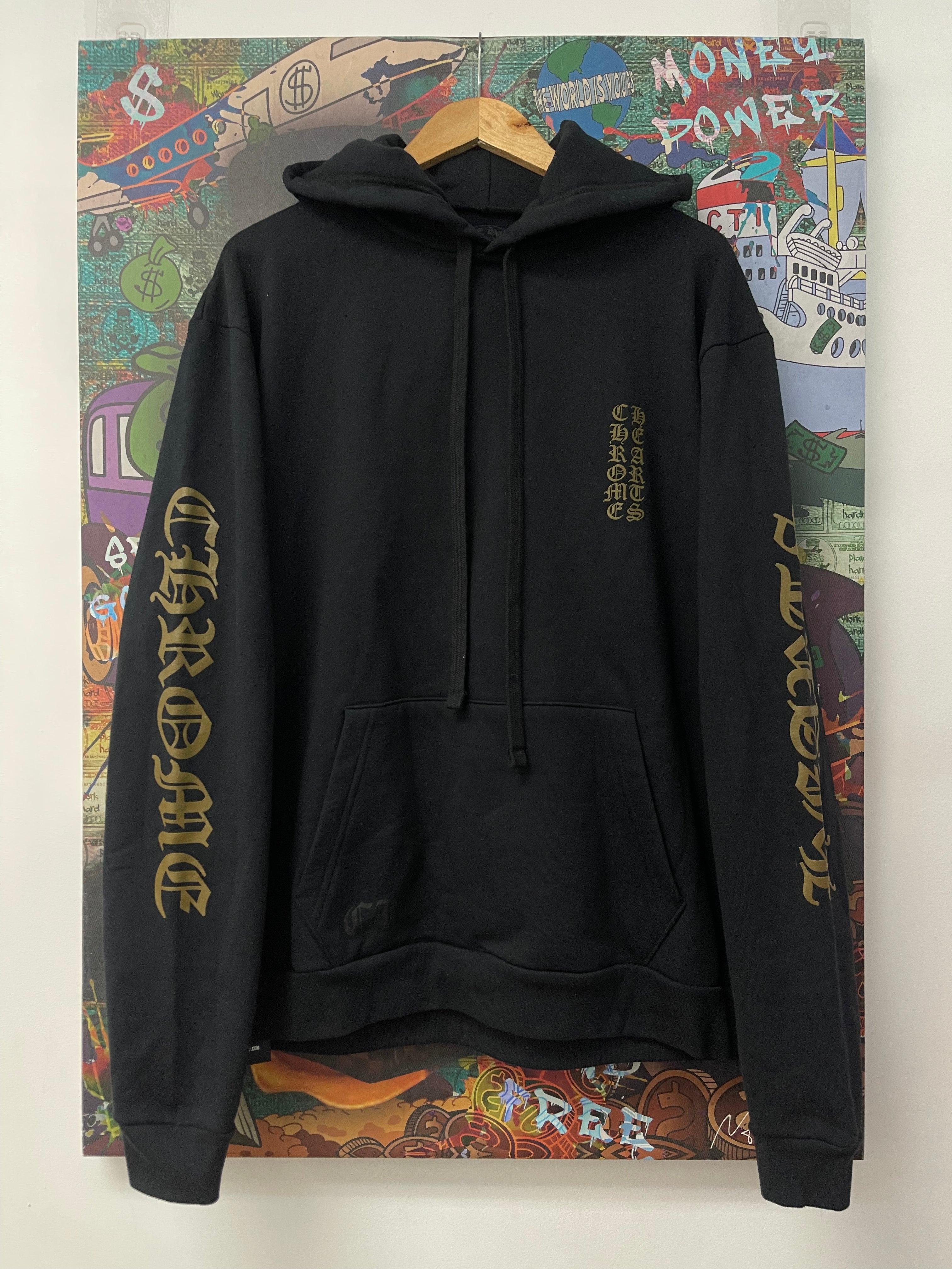 Chrome Hearts Black Olive Vertical Logo Hoodie