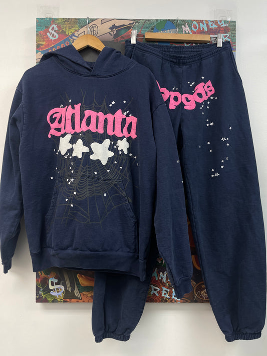 Sp5der Navy ATL (L Top M Bottom) Sweatsuit