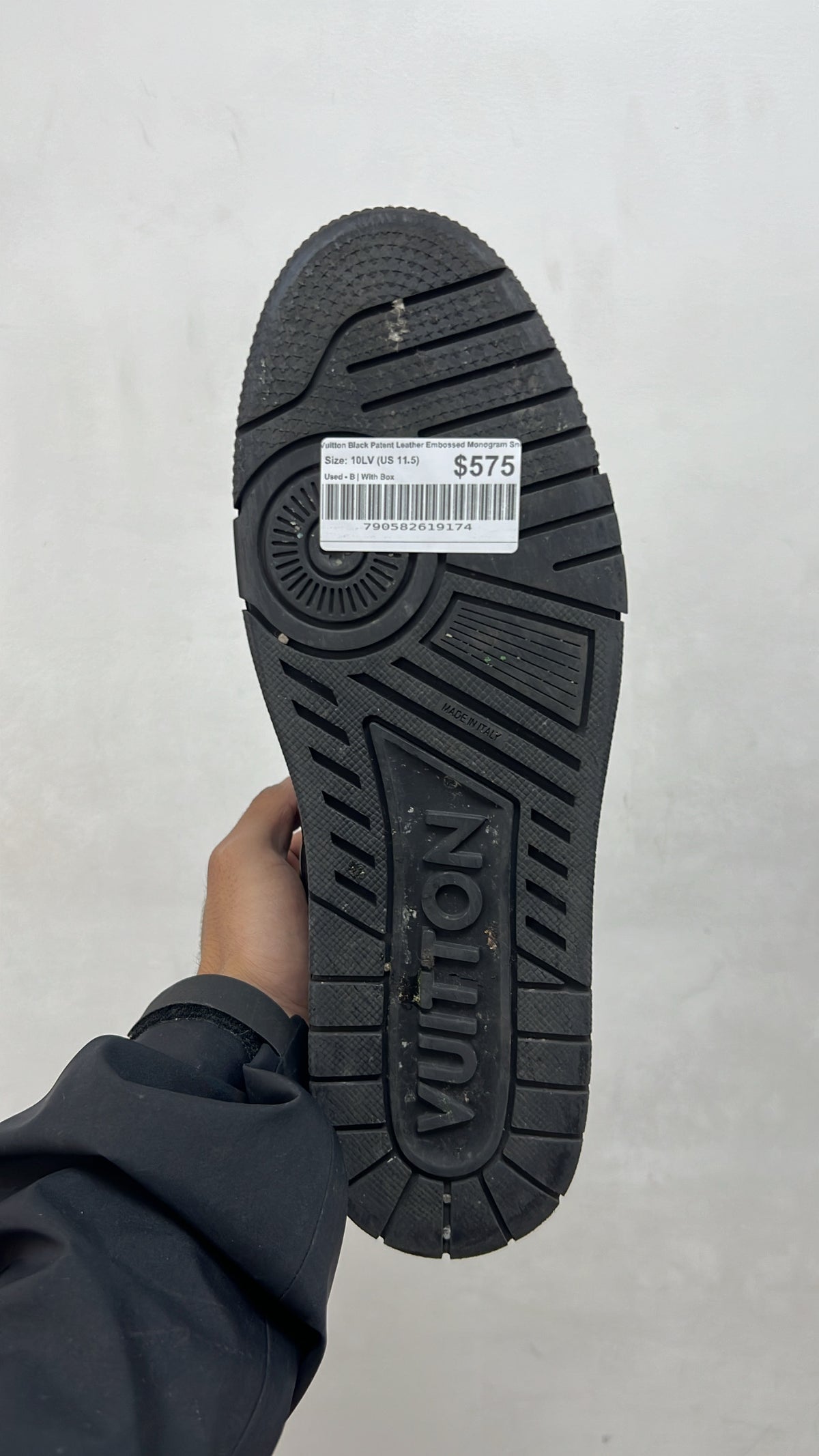 Louis Vuitton Black Patent Leather Embossed Monogram Sneakers