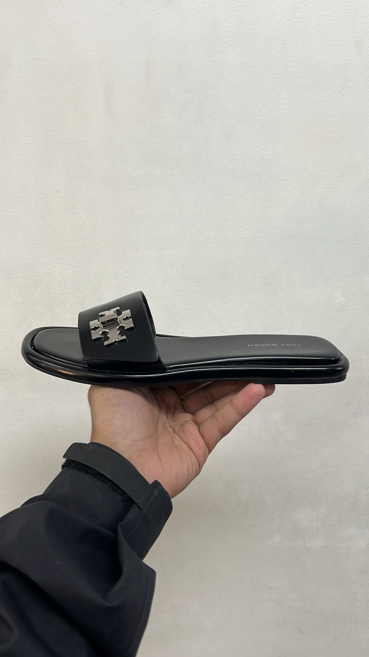 Tory Burch Black T Lock Slides