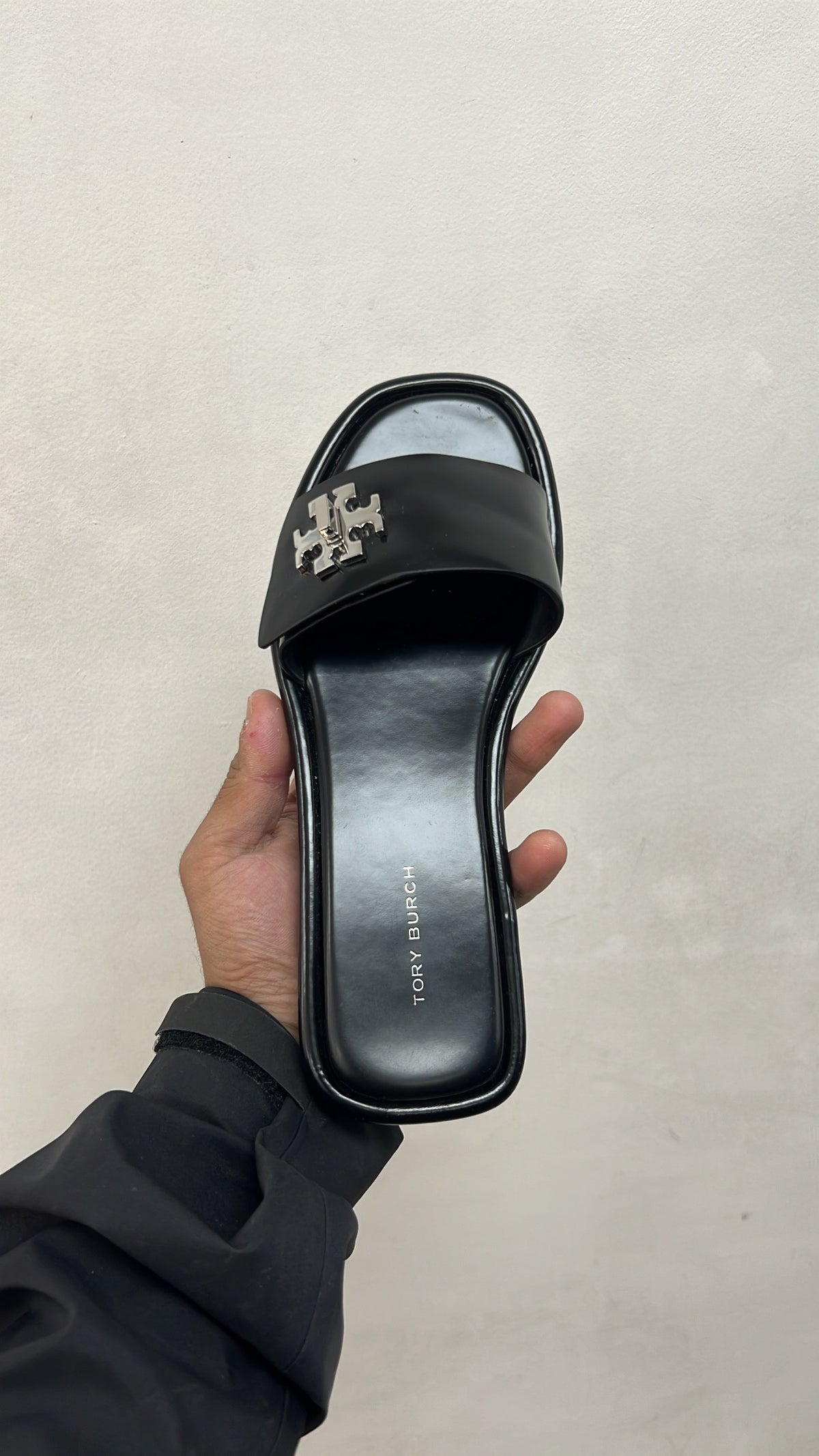 Tory Burch Black T Lock Slides