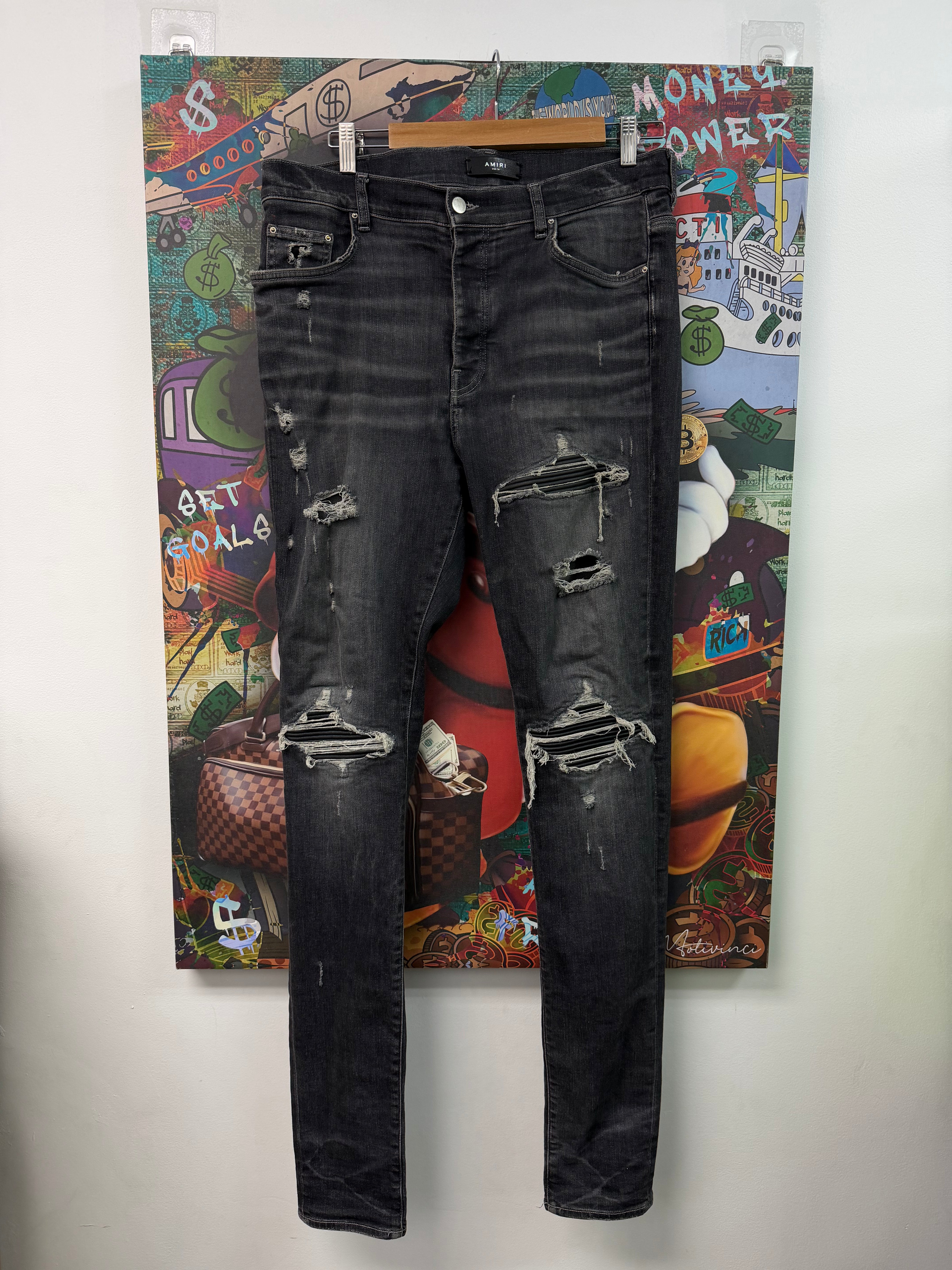 Amiri Grey Black Patch MX1 Jeans