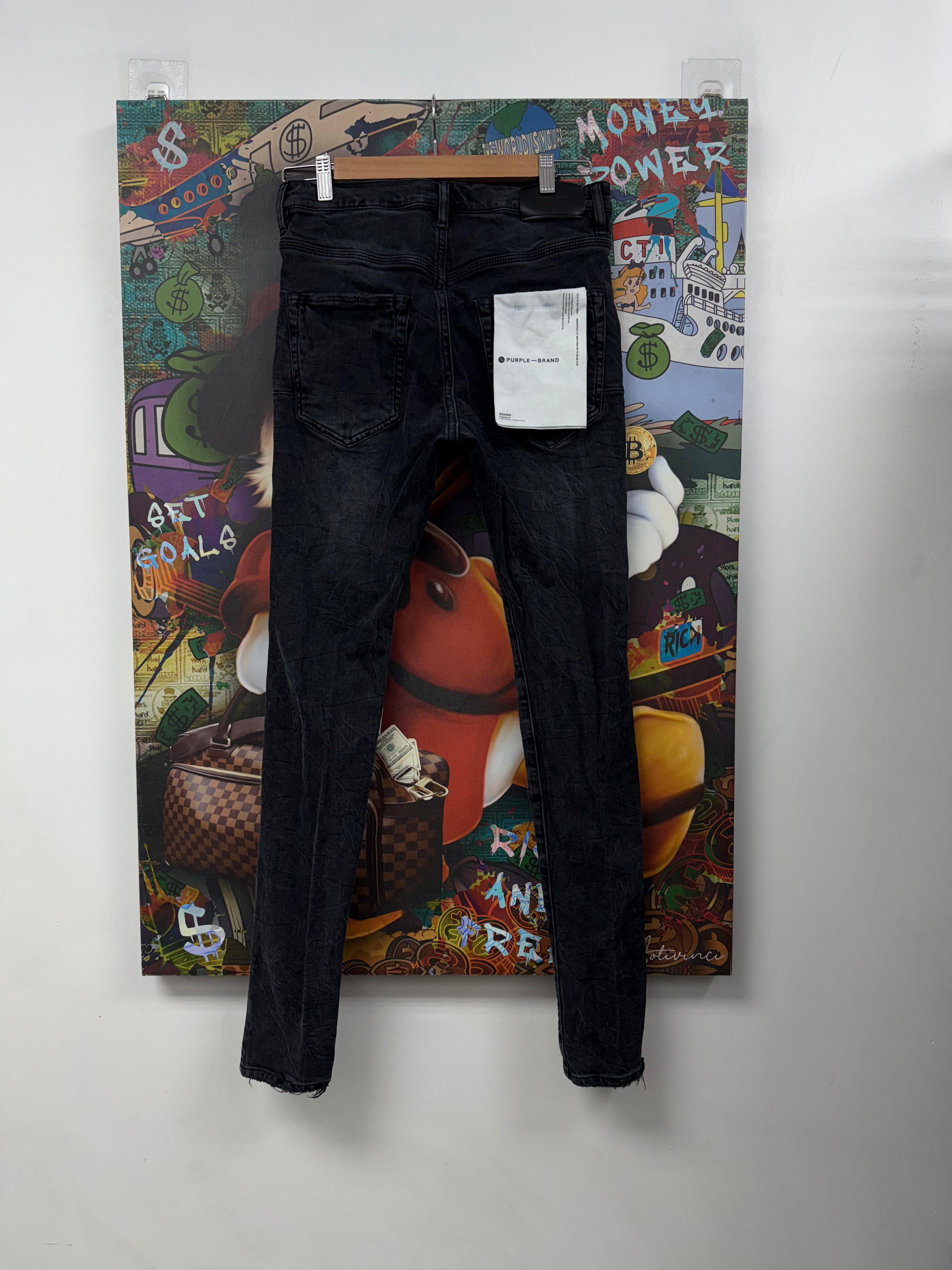 Purple Brand Black Wash Knee Ripped Jeans