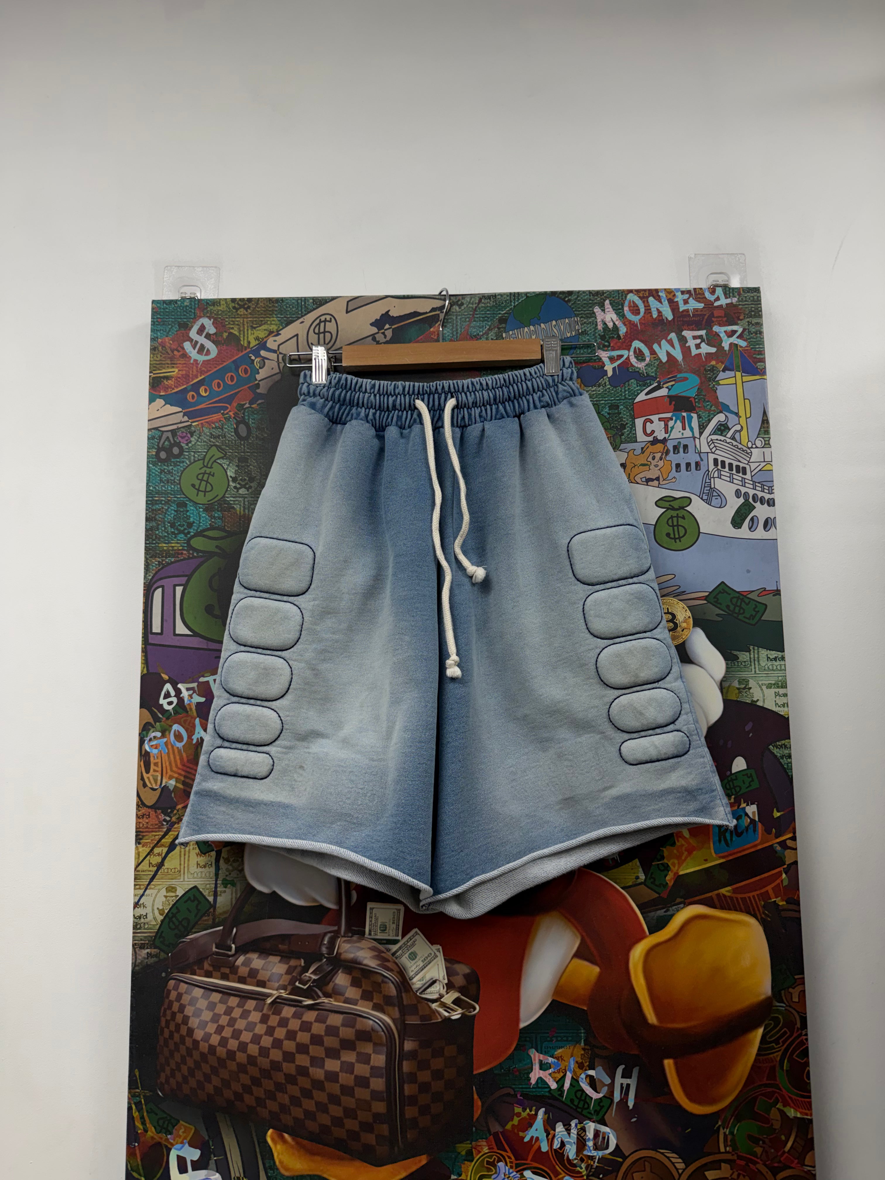 Satoshi Nakamoto Blue Padded Sweat Shorts