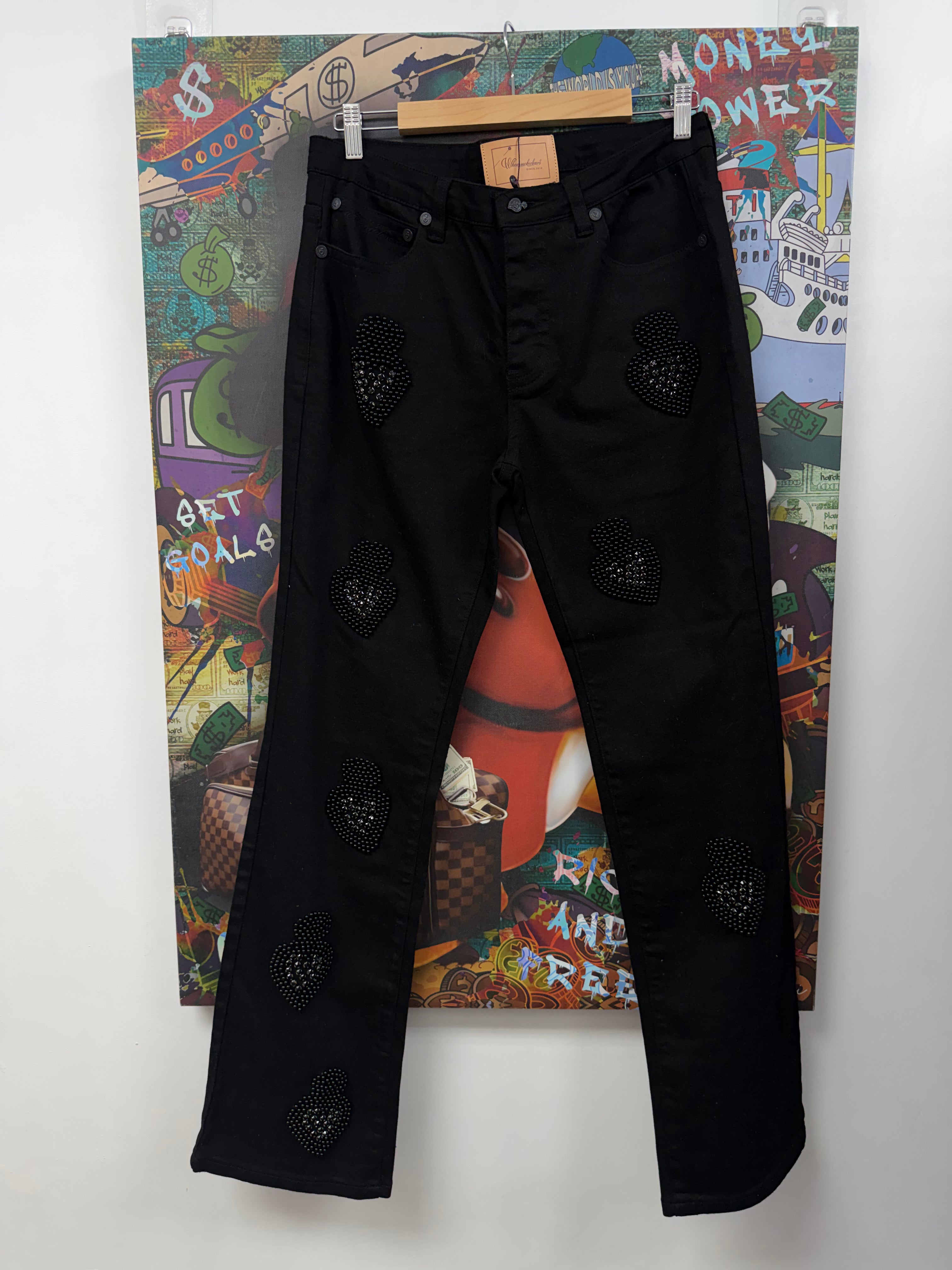 When Smoke Clears Black Crystal Heart Jeans