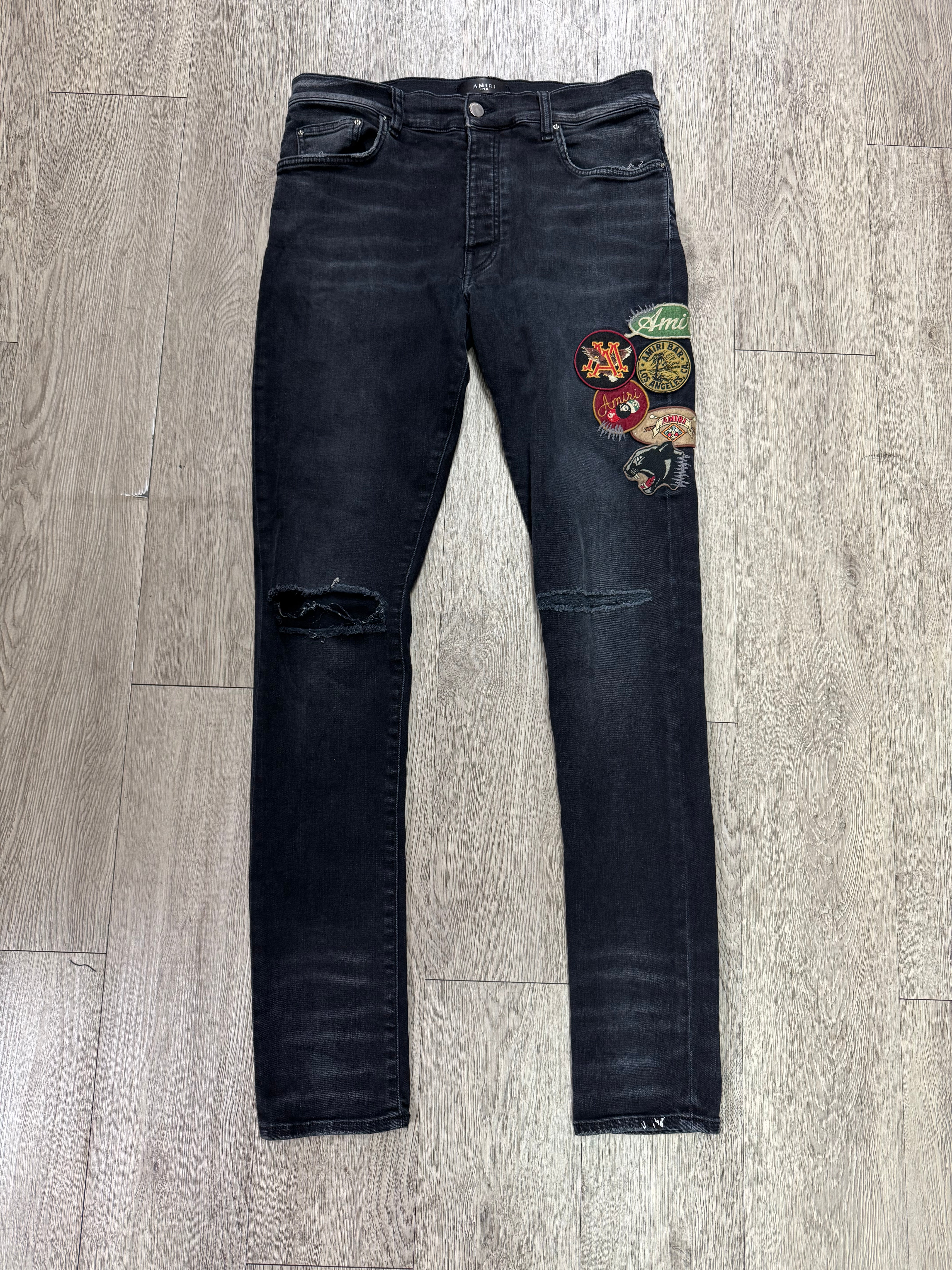 Amiri Black Wash Vintage Patch Jeans
