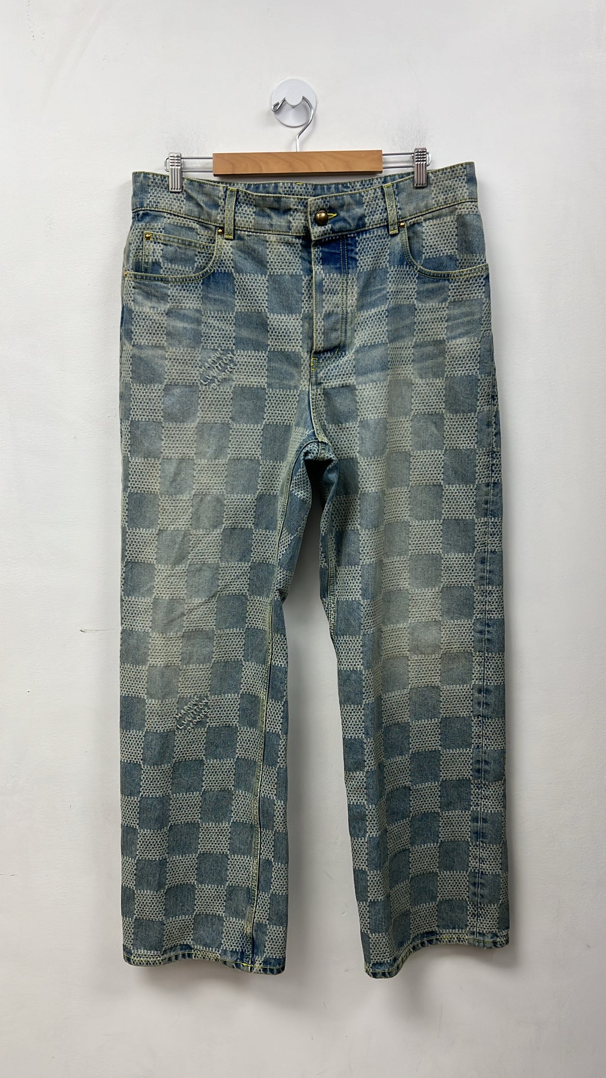 Louis Vuitton Light Wash Marque Damier Jeans