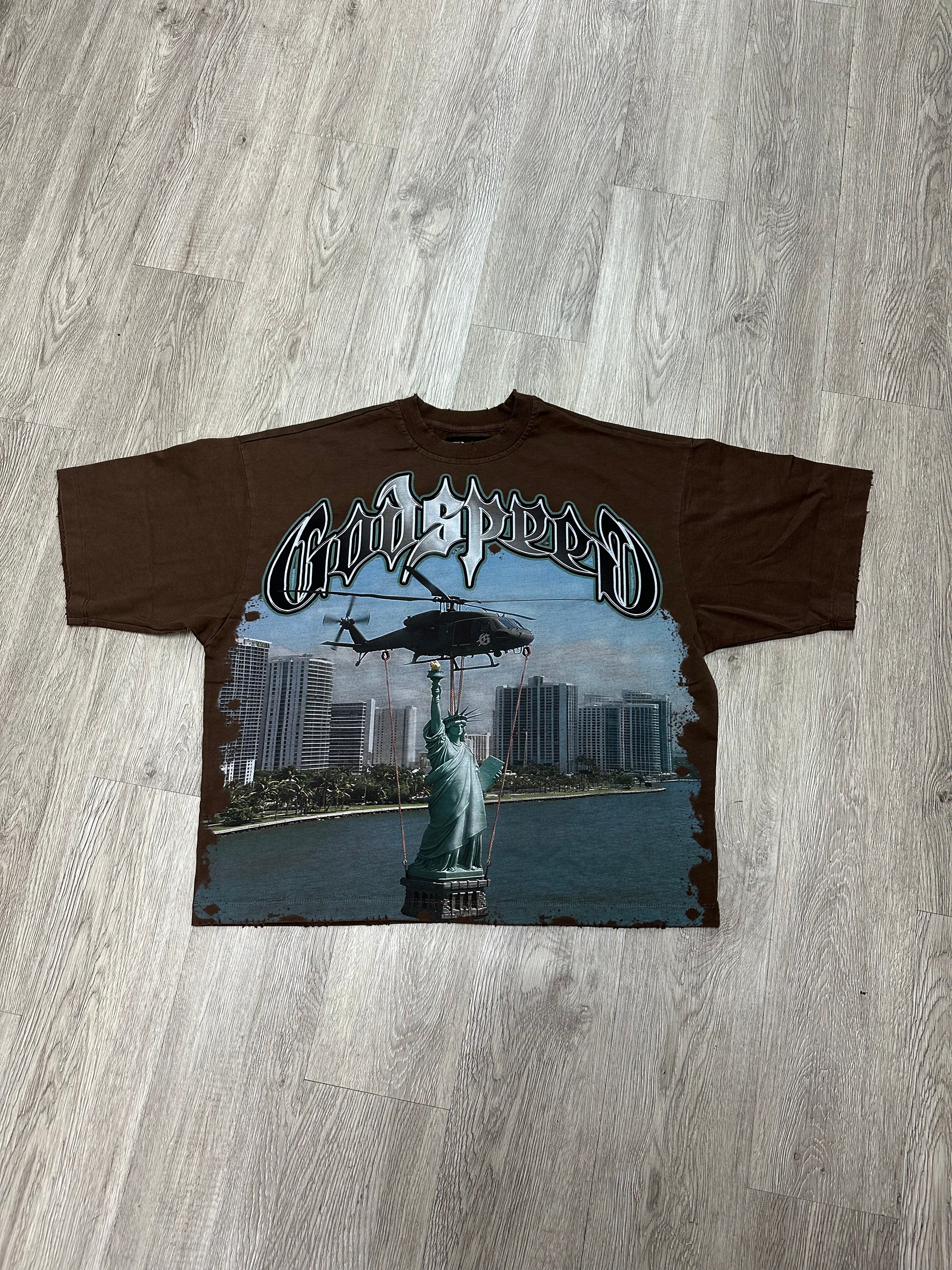 Godspeed JFK To MIA Tee Mocha Wash