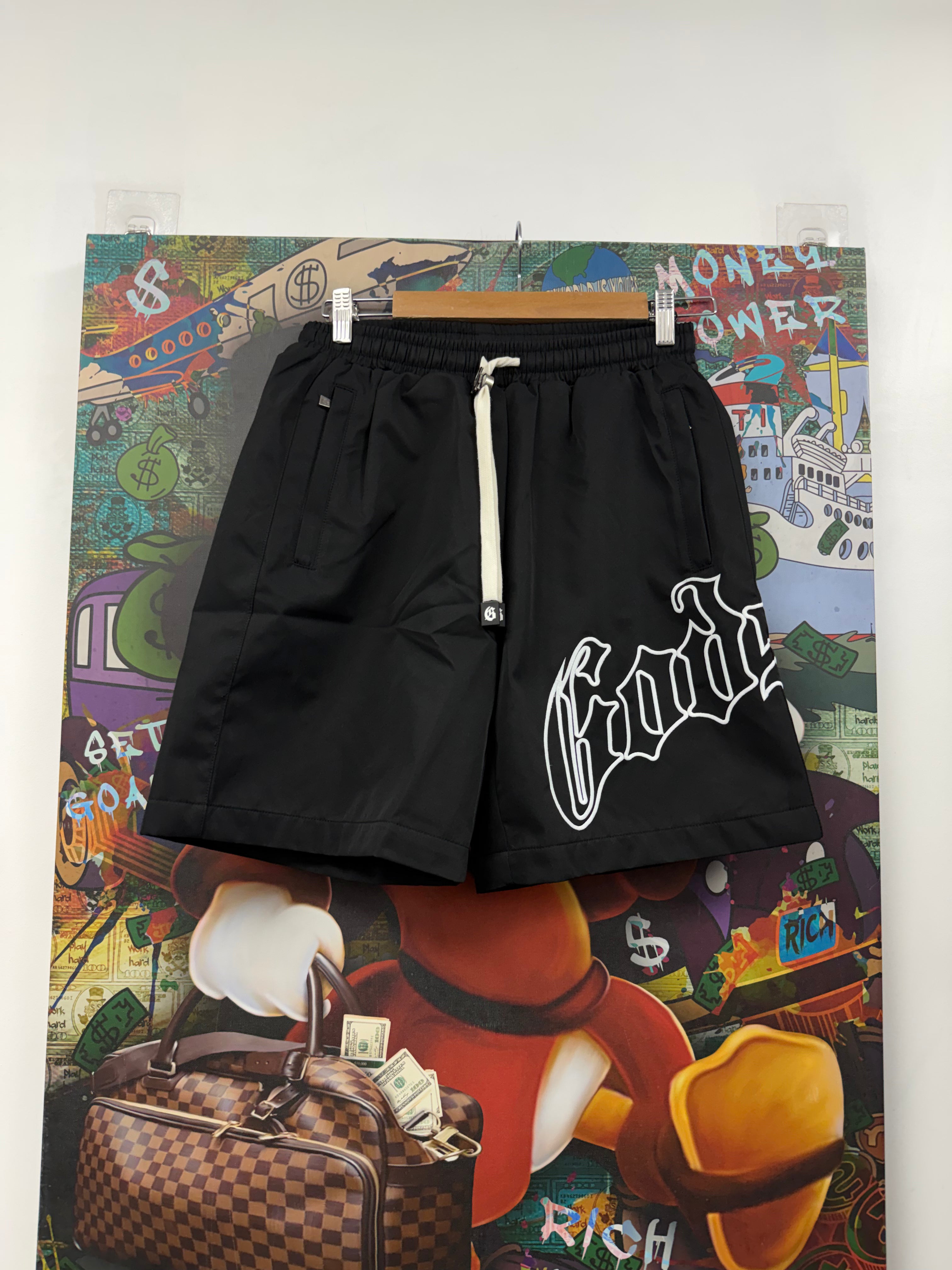 Godspeed Black White Nylon Embroidered Shorts