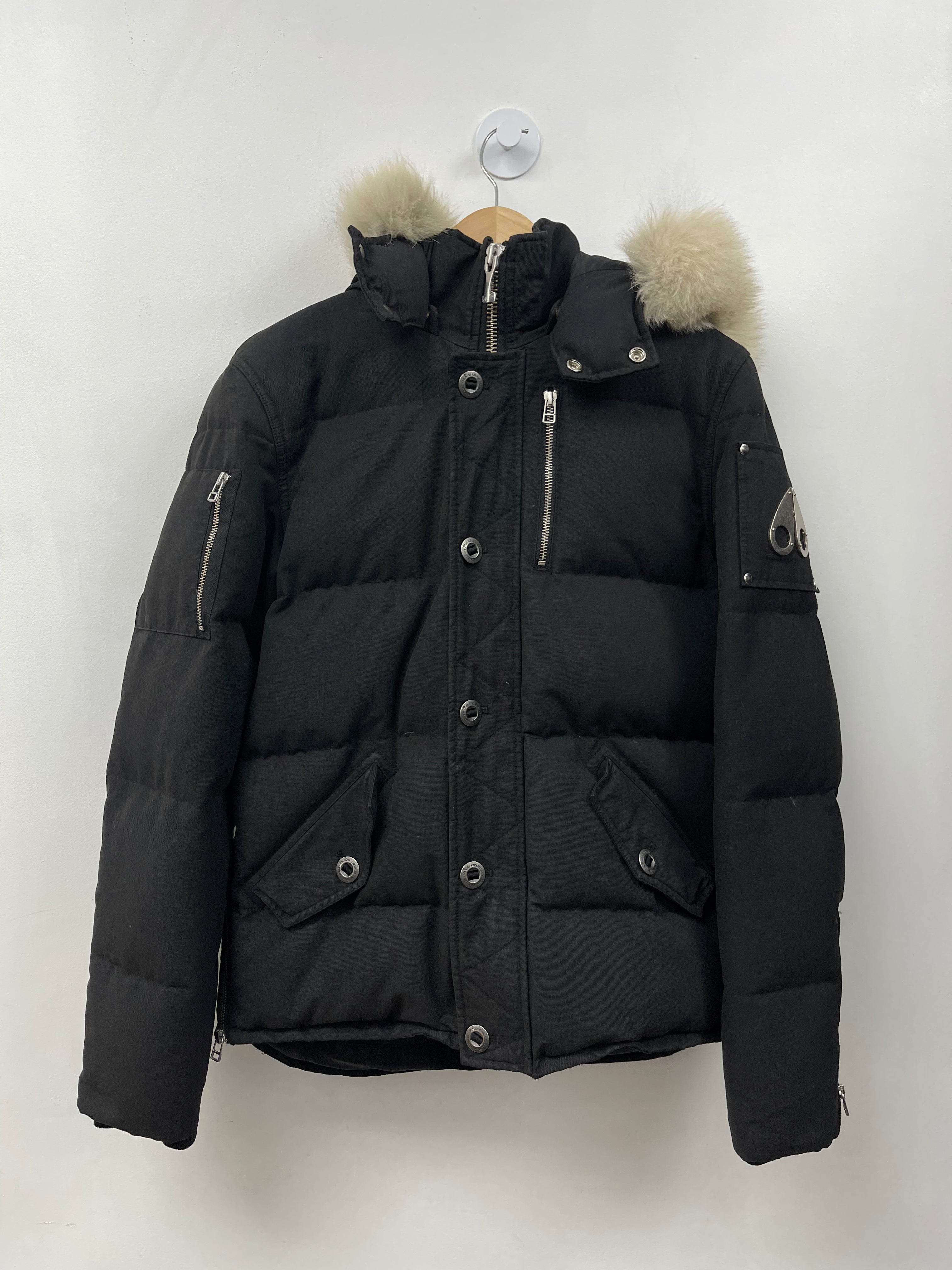 Moose Knuckles Black White Fur 3Q Parka Jacket