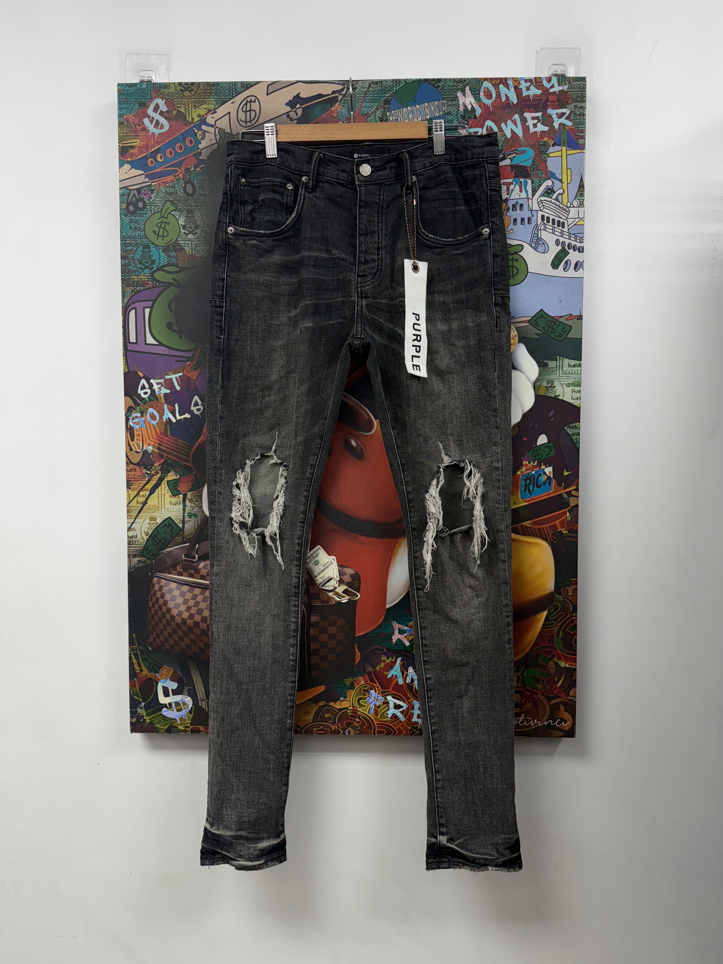 Purple Brand Grey Wash Blowout Jeans