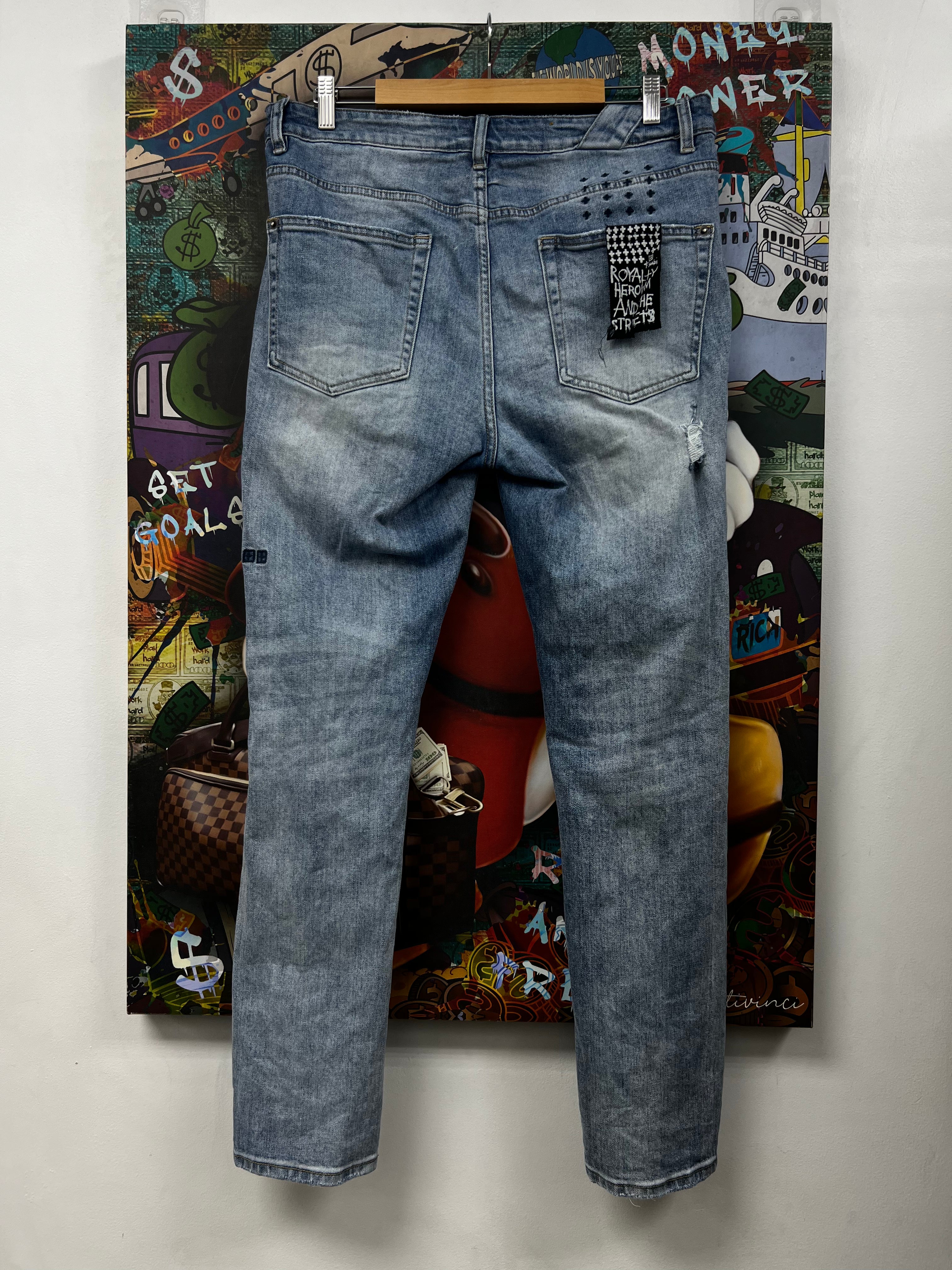 Ksubi Light Wash Knee Embroidered Jeans