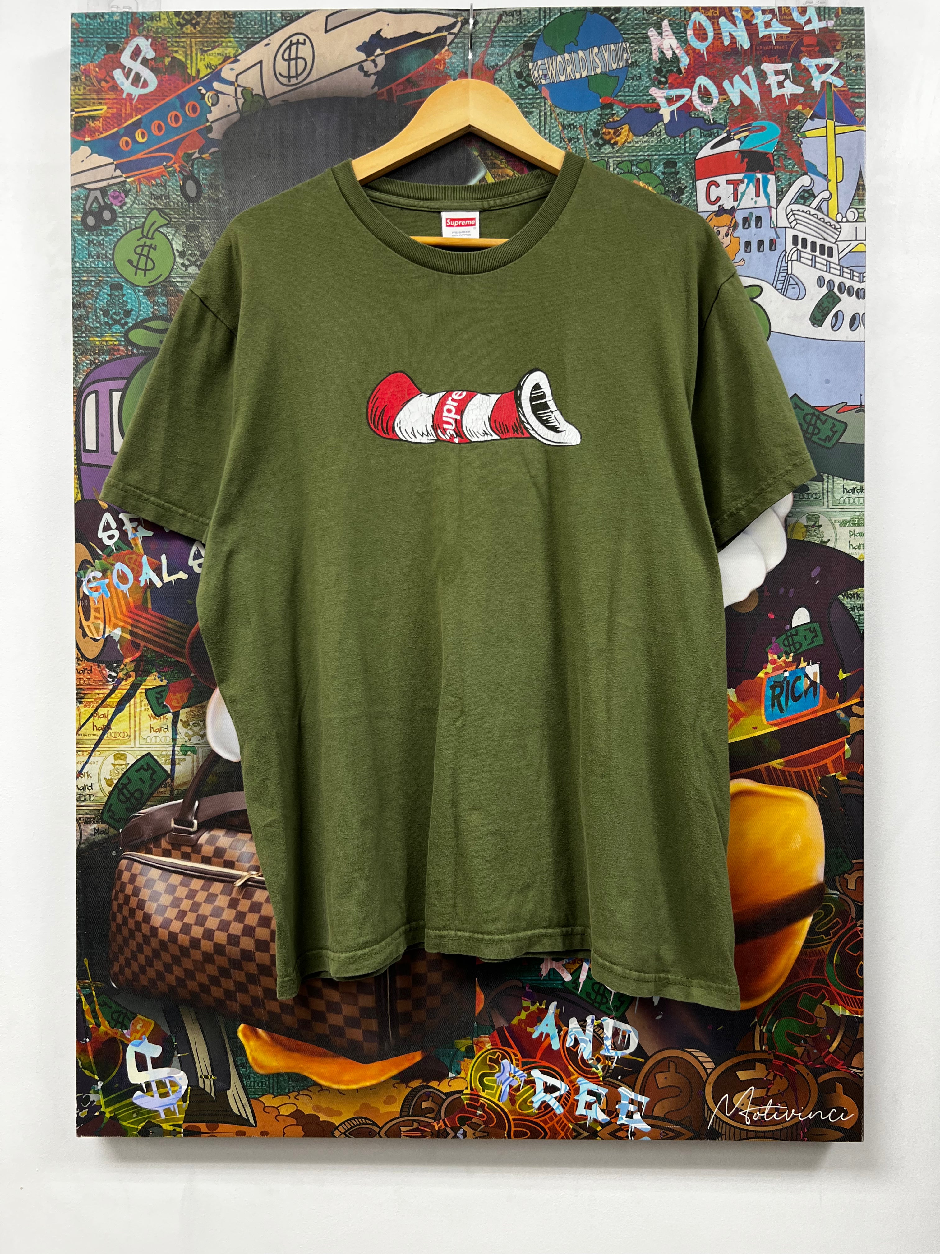 Supreme Olive Cat In The Hat Tee
