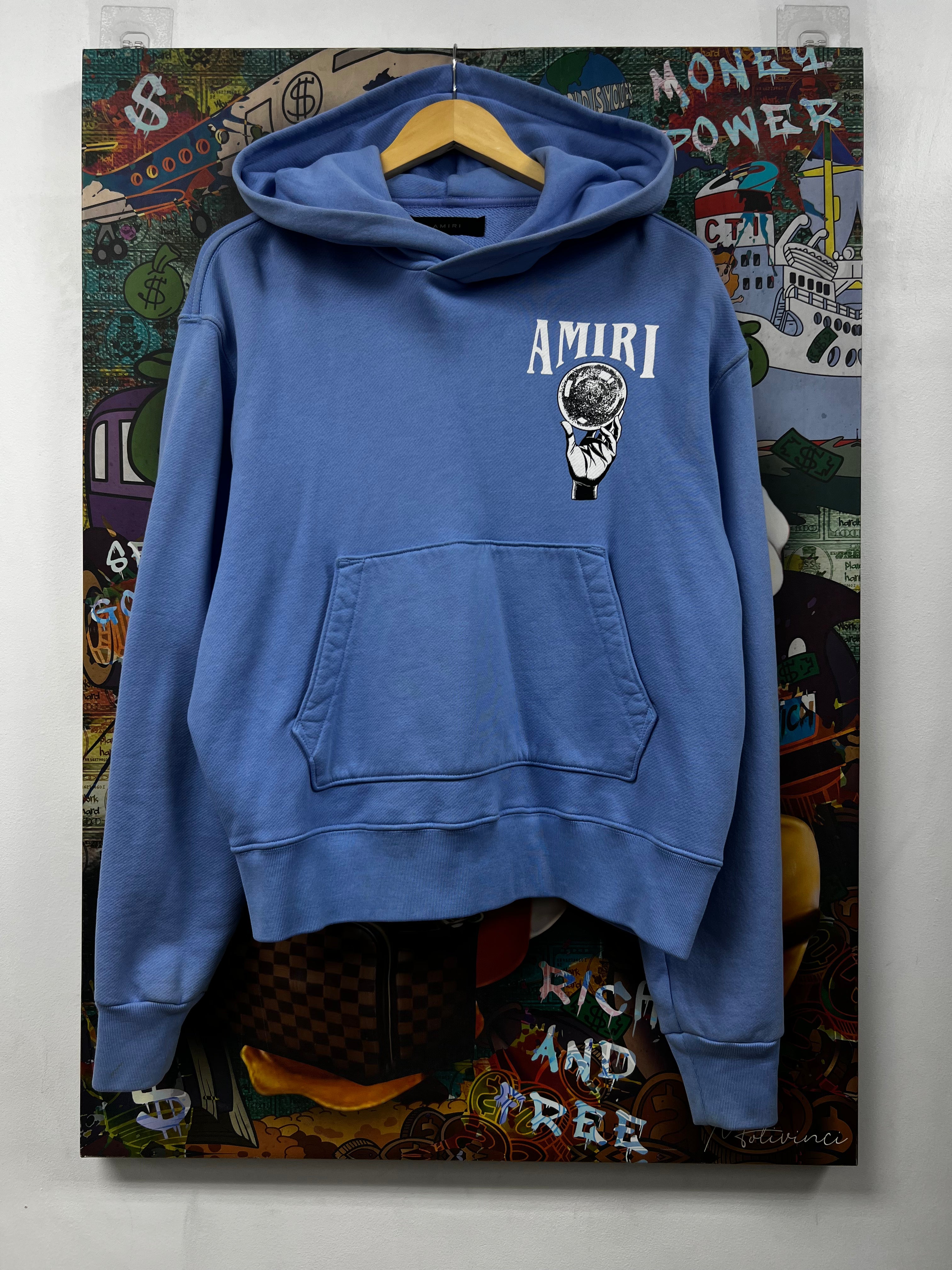 Amiri Baby Blue Crystal Ball Hoodie