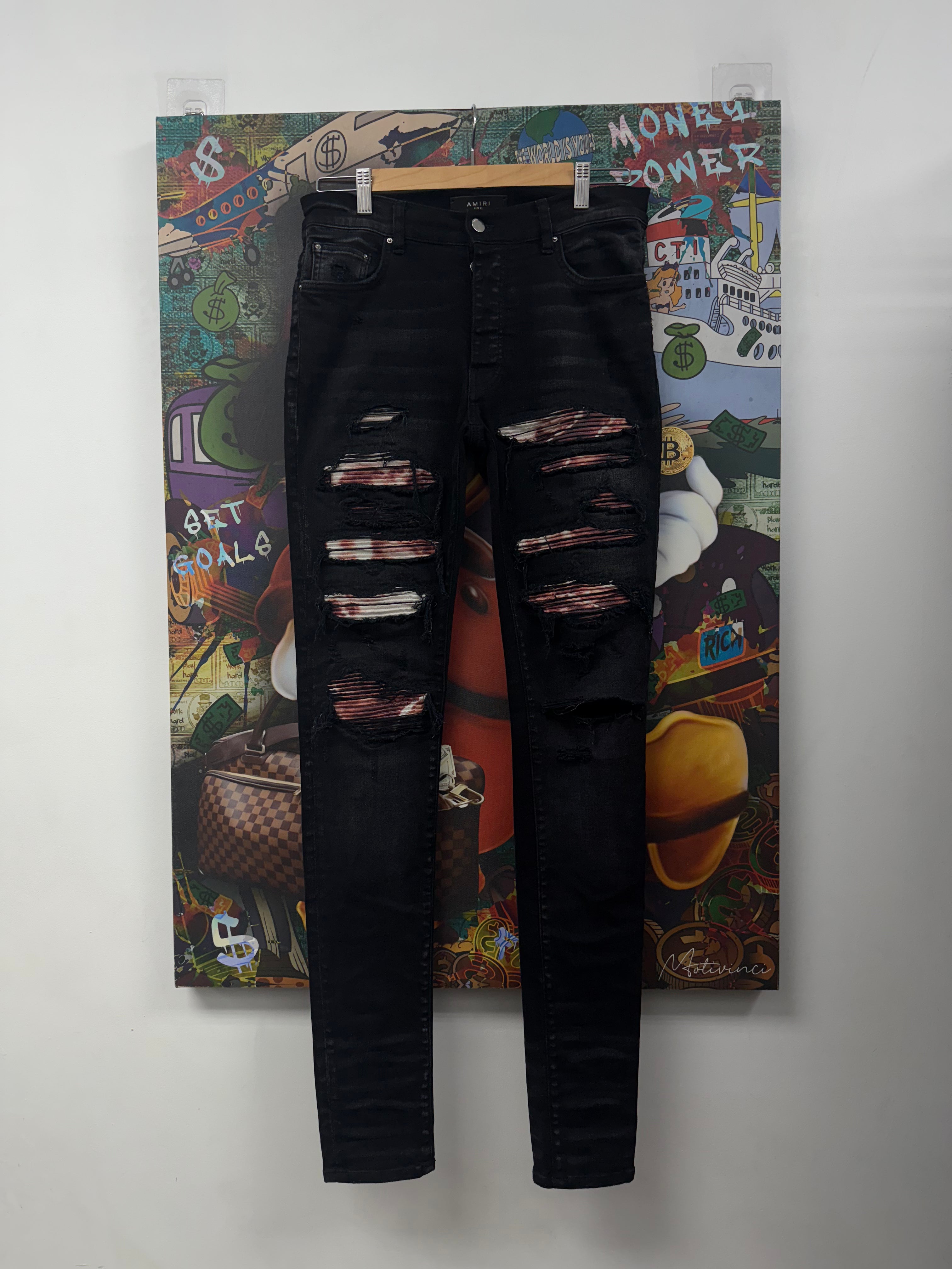 Amiri Black Wash Tie Dye Jeans