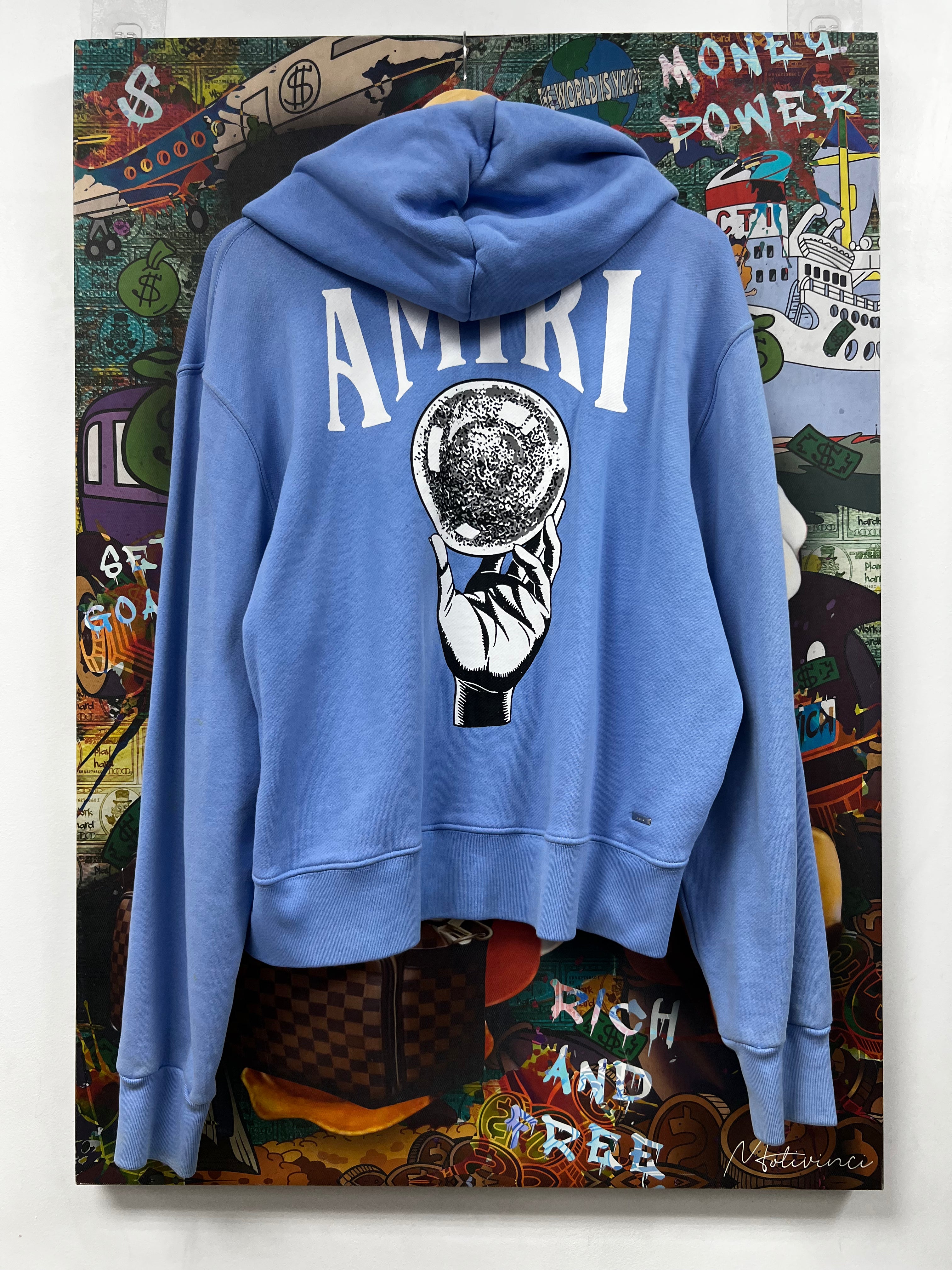 Amiri Baby Blue Crystal Ball Hoodie