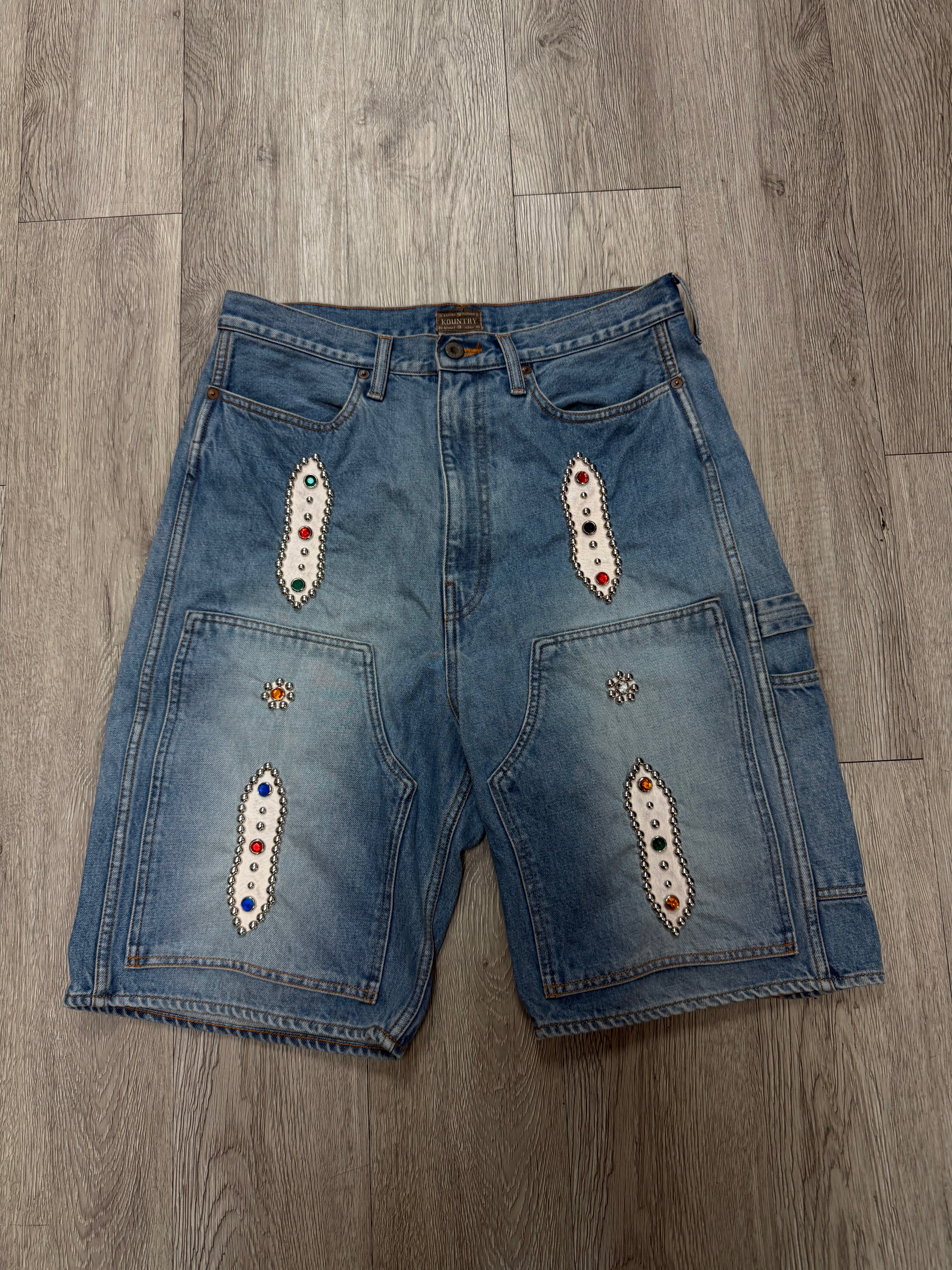 Kapital Gem Studded Jean Shorts