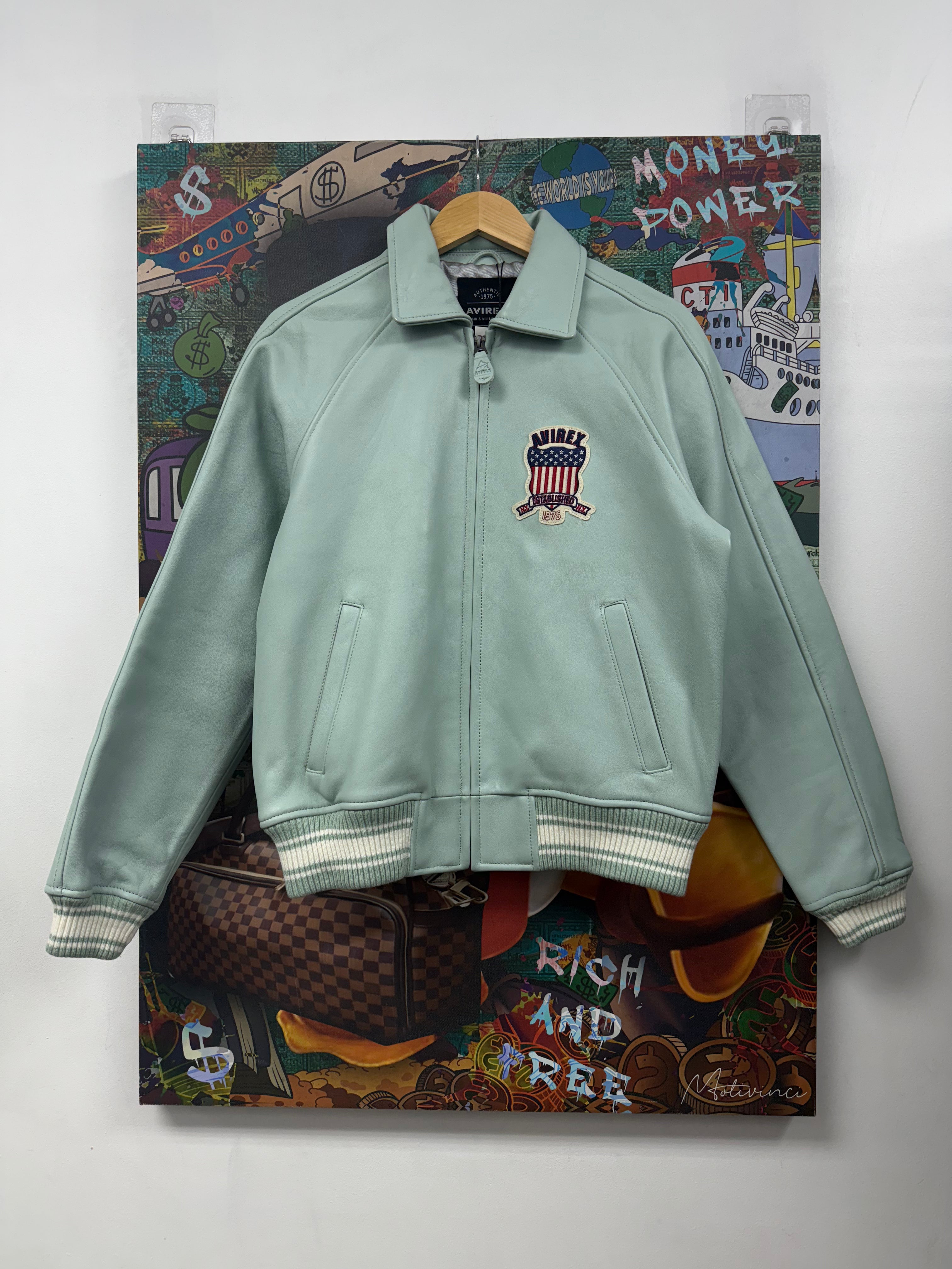 Avirex Tiffany Blue Icon Varsity Jacket
