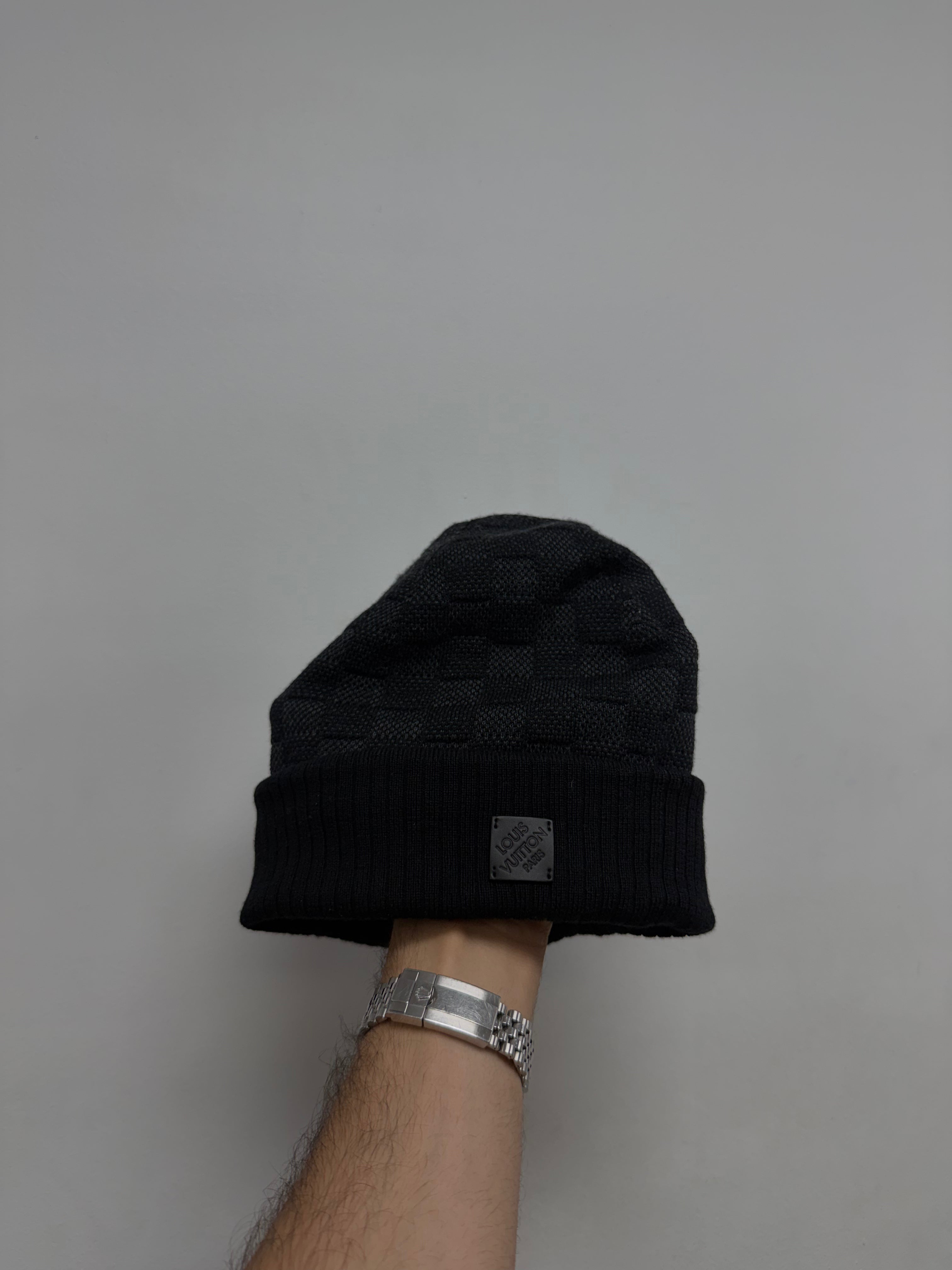 Louis Vuitton Black Damier Patch Beanie