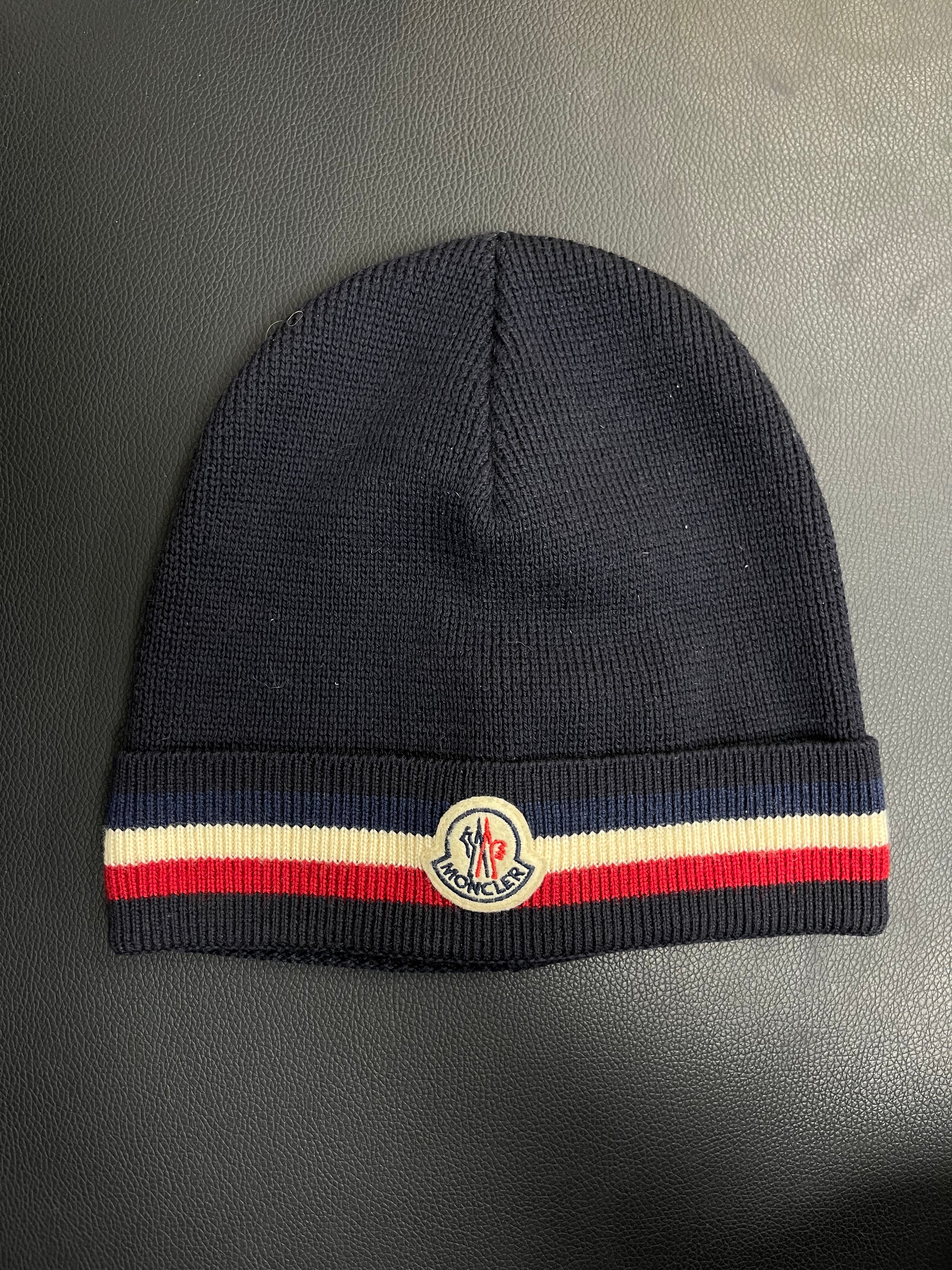 Moncler Navy Red White Striped Beanie