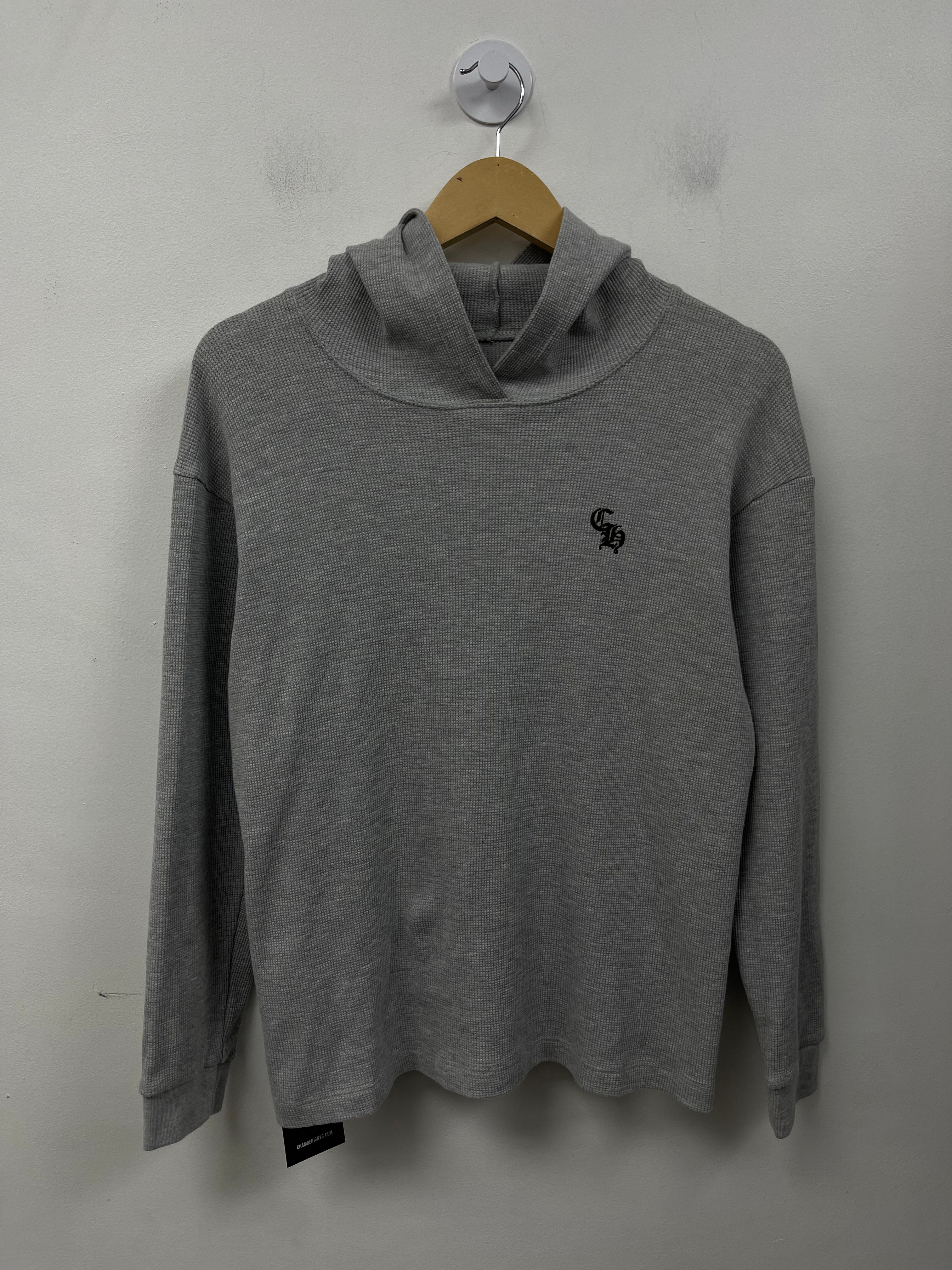 Chrome Hearts Grey Waffle Knit Embroidered CH Hoodie