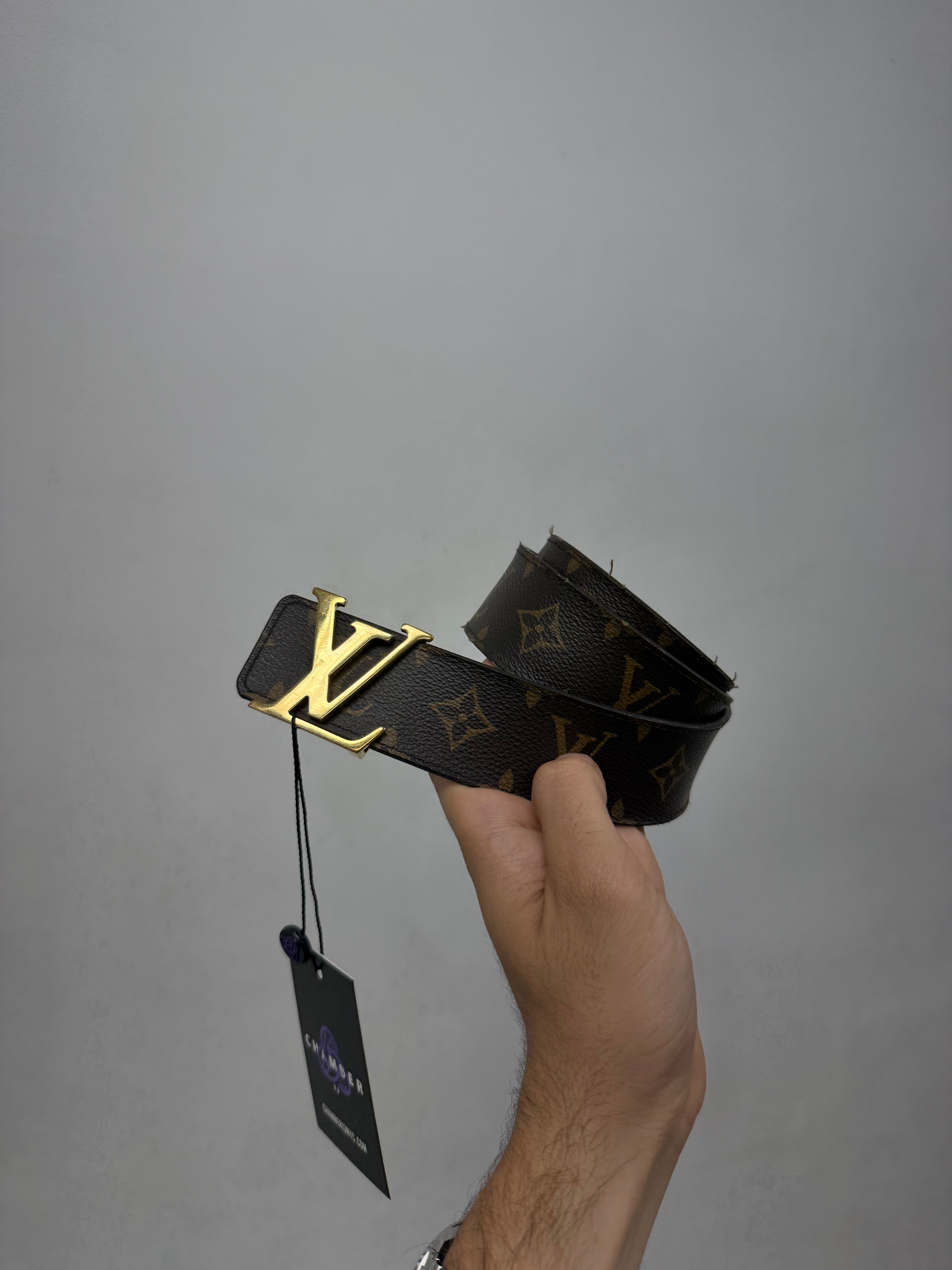 Louis Vuitton Brown Monogram Gold Buckle Belt
