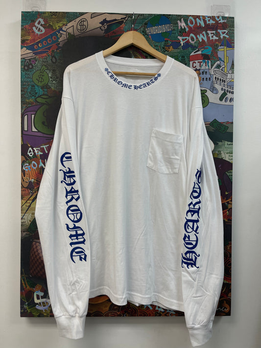 Chrome Hearts Neck Logo Blue White Long Sleeve