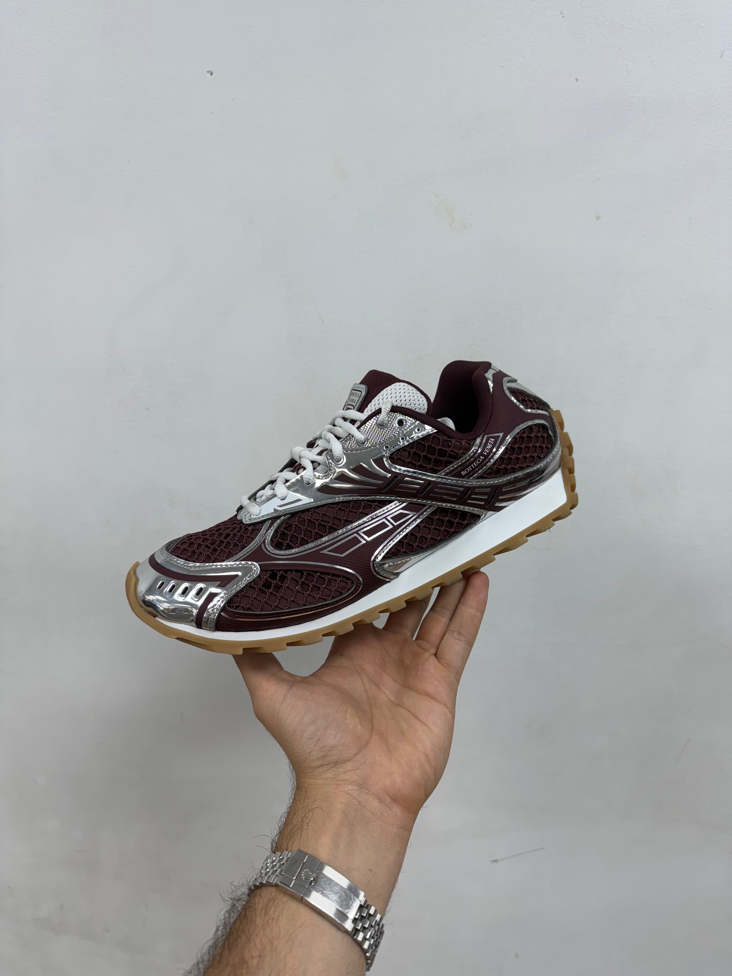 Bottega Veneta Bordeaux Silver Orbit Sneakers