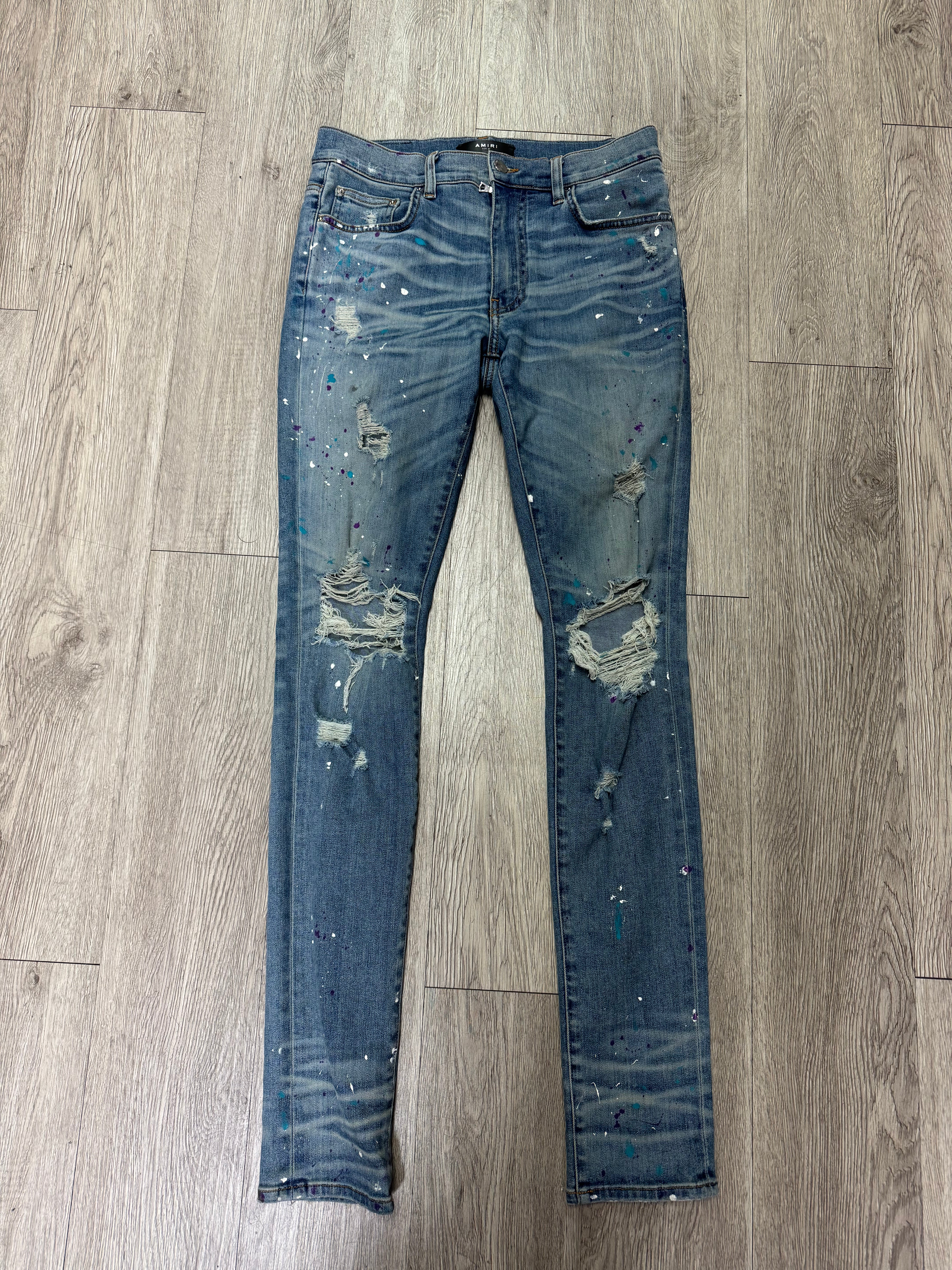 Amiri Light Wash Paint Splatter (Old Season Zipper) Jeans