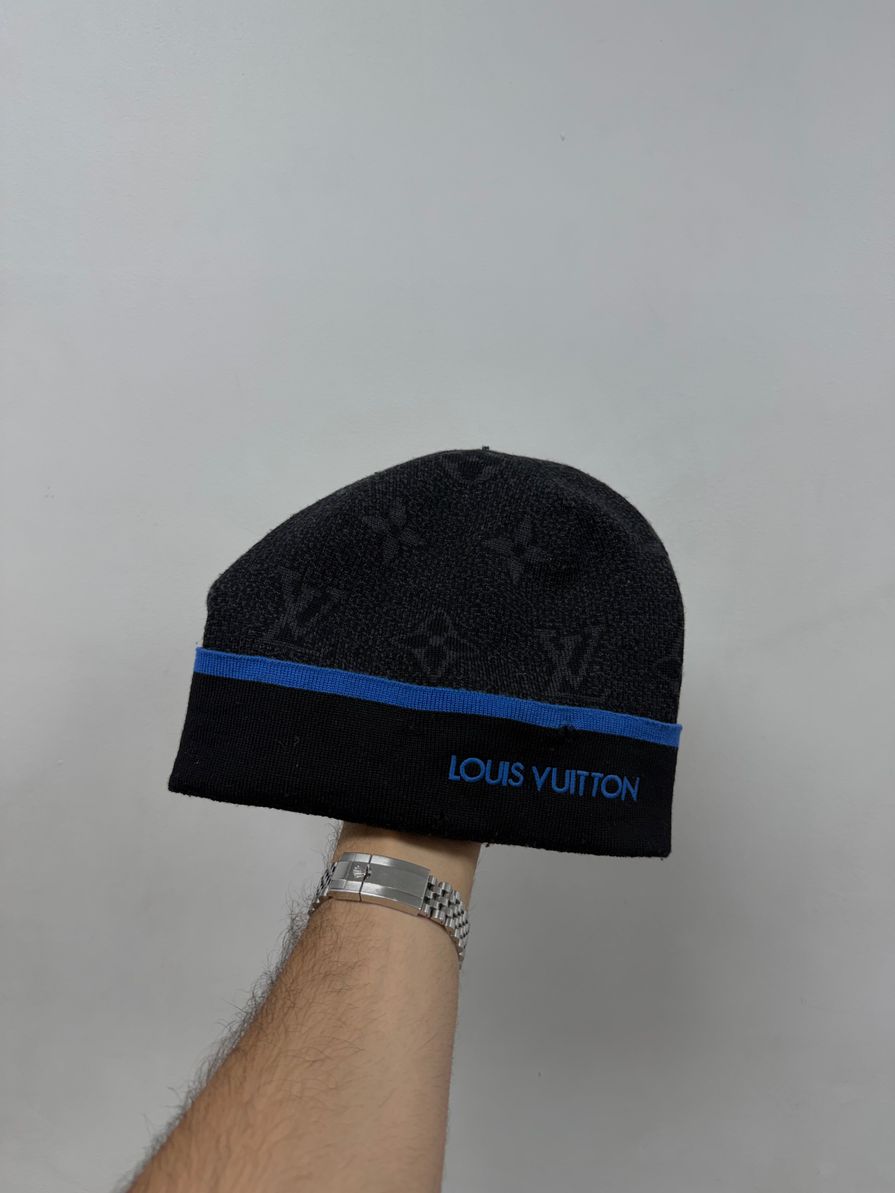 Louis Vuitton Black Blue Monogram (Flawed) Beanie