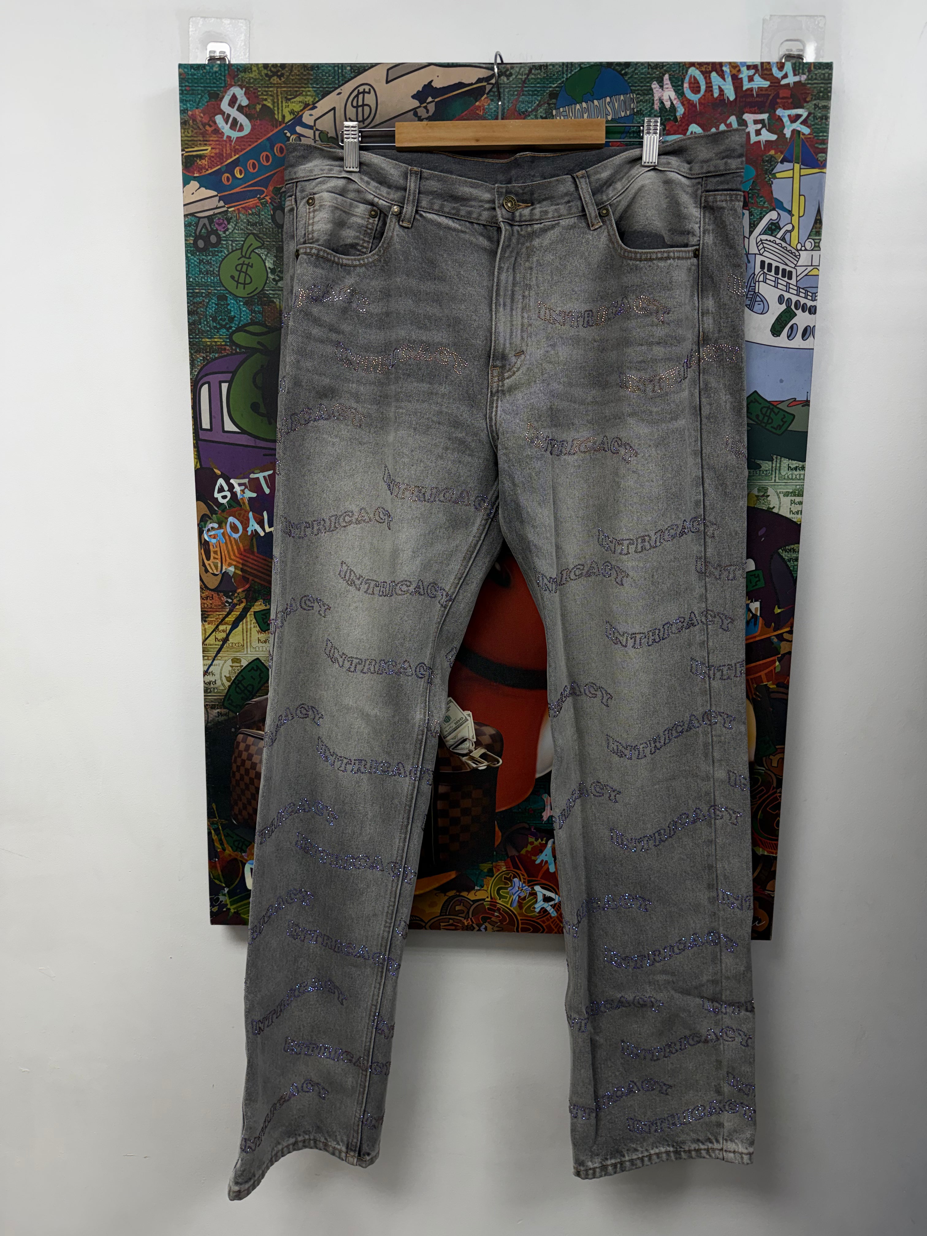Lost Intricacy Grey Rhinestone Jeans