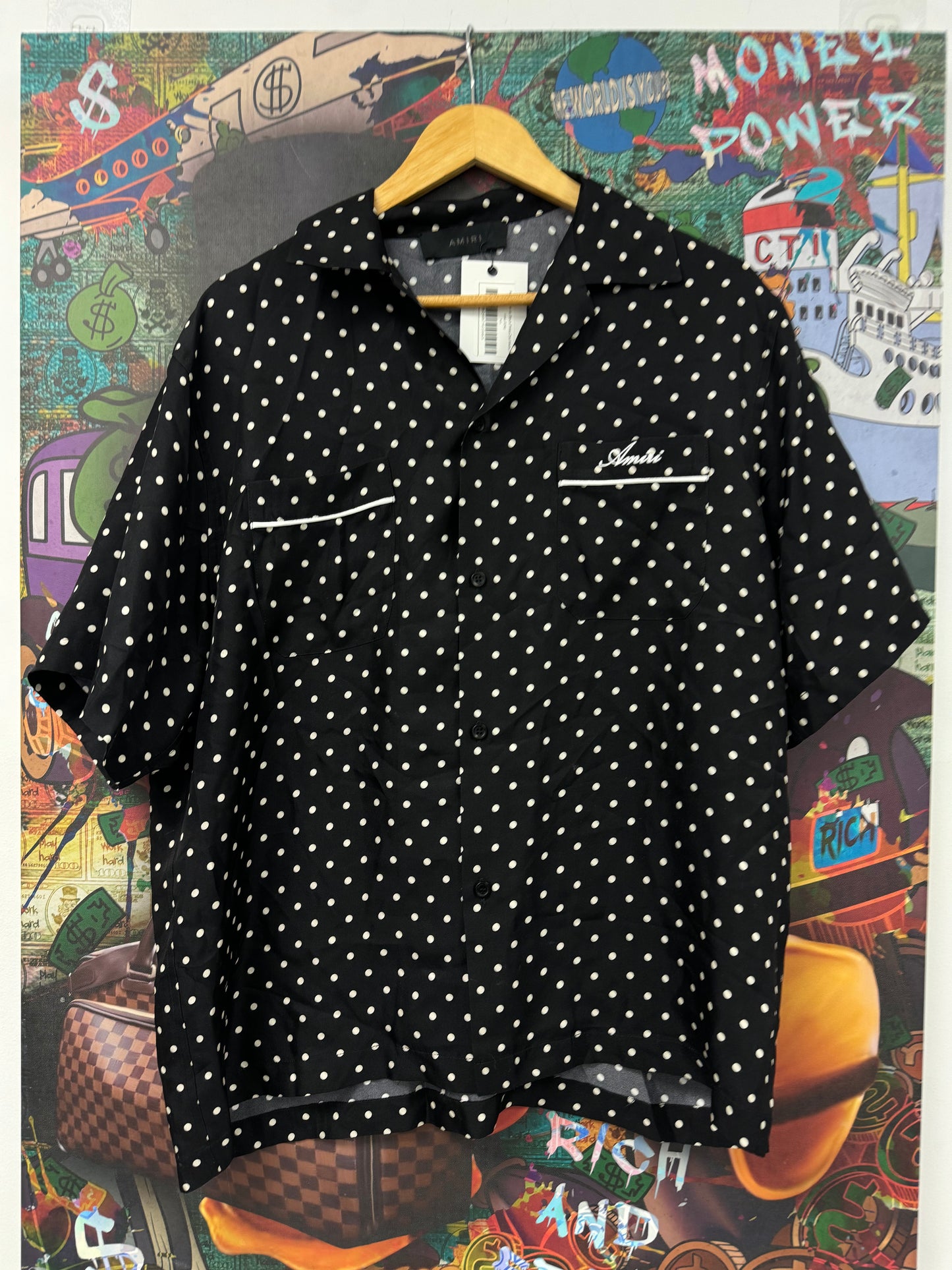 Amiri Button Up Black Polka Dot Used Medium N/A